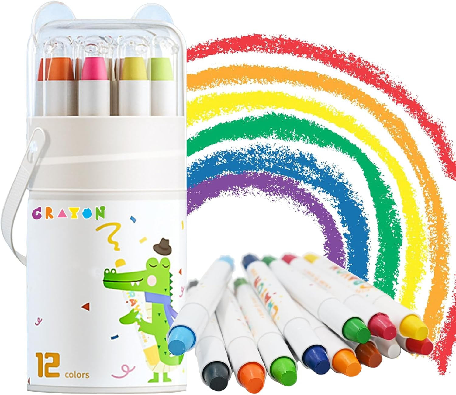 Toddlers Crayon, Smooth and Twistable Crayon -12 Large Washable Colors Suitable for Kids Ages 1-3, 4-8 Portable Art Supplies image number 1