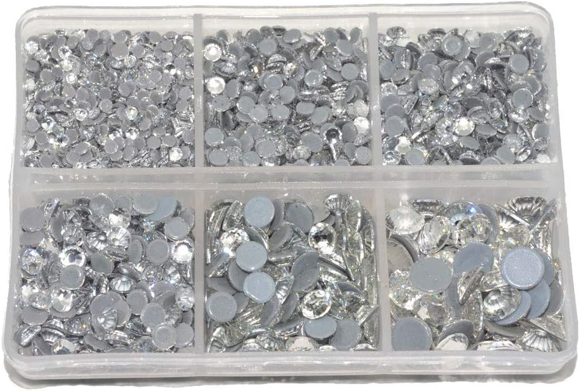 Queenme 3300Pcs Clear Hotfix Crystals Mixed Size Flatback Rhinestones for Clothes Shoes Crafts Hot Fix round Glass Gems Stones Flat Back Iron on Rhinestones for Clothing 2MM-6MM image number 4