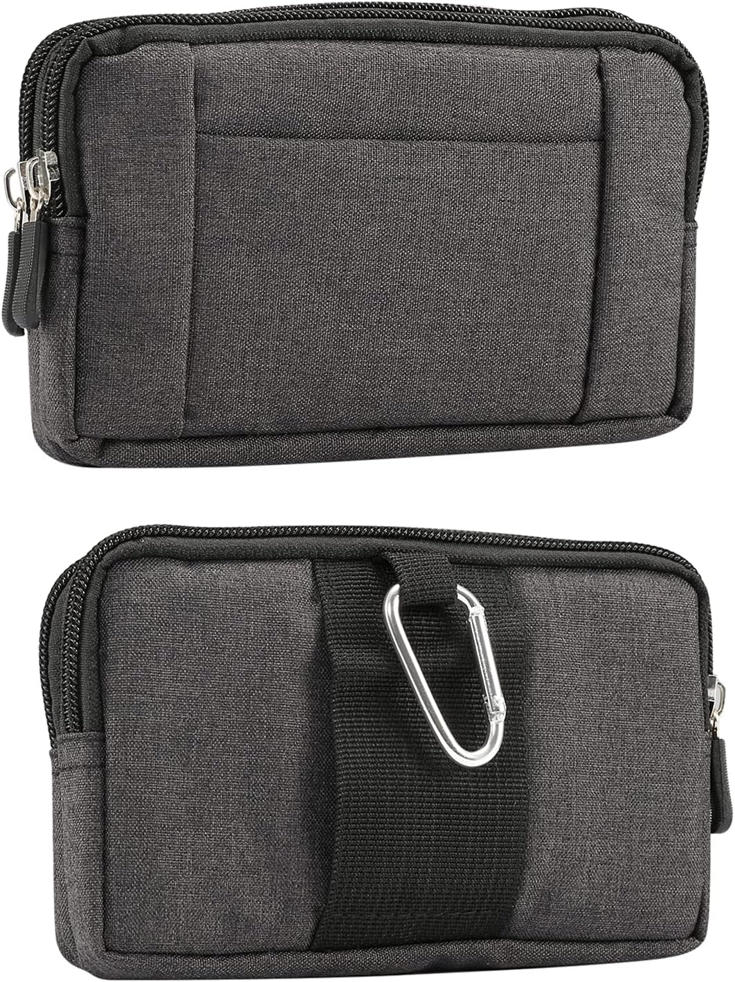 Men'S Mobile Phone Holster with Belt Clip, Cell Phone Belt Clip Bag, Zipper Smartphone Waist Bag Mobile Phone Holster Belt Pouch Fanny Pack Wallet with Carabiner Belt Loop for Outdoor Sport Travel