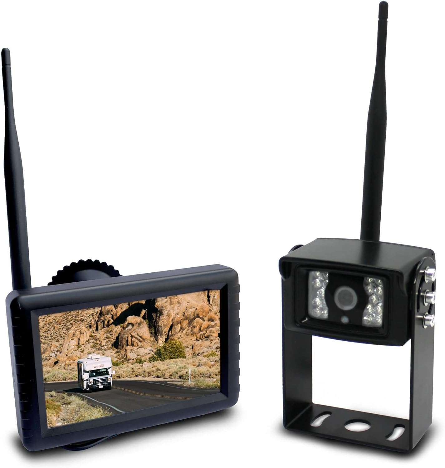 Elinz Caravan Wireless Reversing Reverse Rearview Camera Cam Kit 5" Inch LCD Monitor Rear View for Van Truck Trailer Bus RV Motorhome 800TVL Night Vision IP68 12V/24V 120 Deg View Angle 18Pcs IR LED image number 5