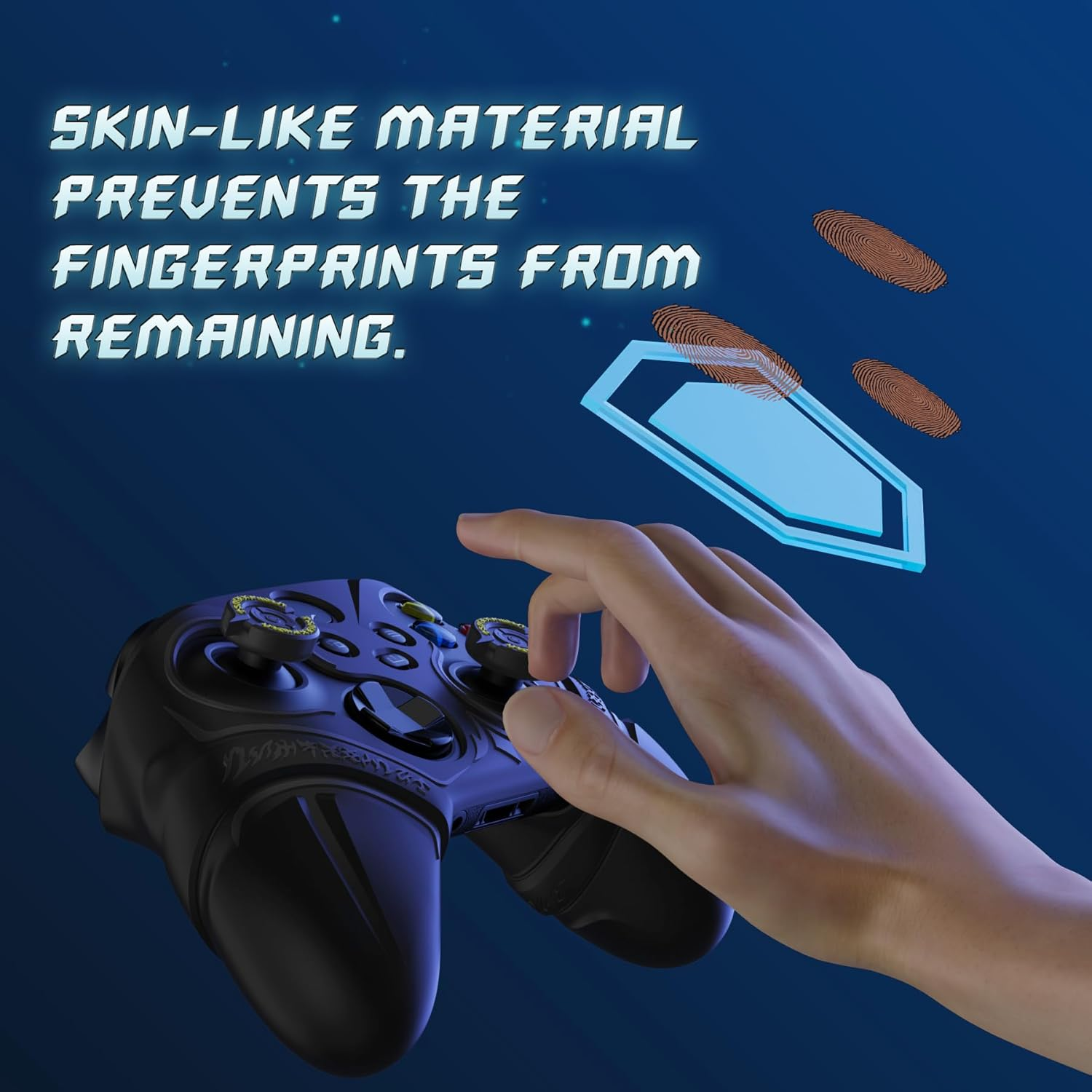 Playvital Silicone Controller Cover for Xbox Series X/S with Thumbstick Cap & Sticker- Runes Edition Anti-Slip Grip Skin, Shockproof Protector for Xbox Core Wireless Controller(Black) - Purple image number 5