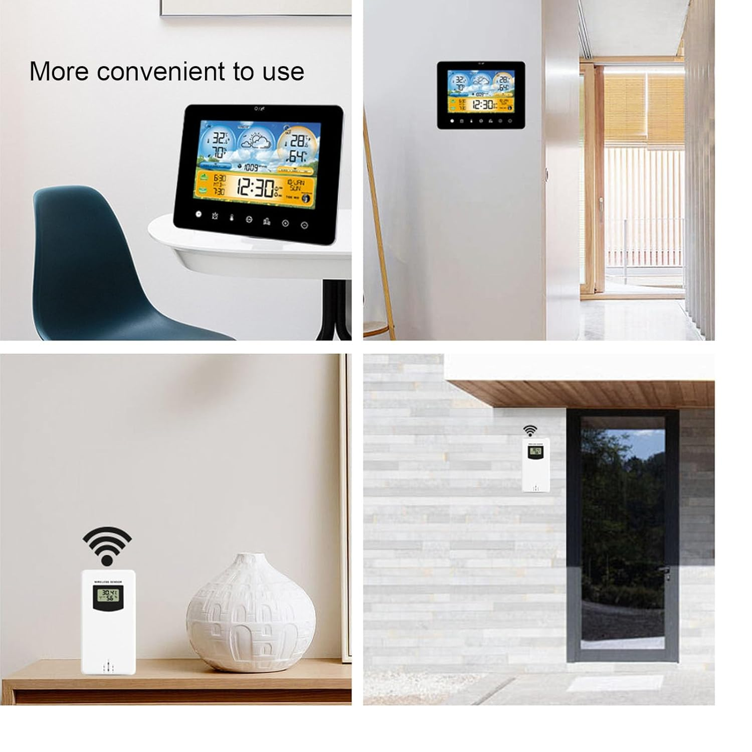 Zerodis Weather Forecast Station Clock,Indoor Outdoor Touch Digital Time RF Sensing Hygrograph Thermometer Humidity Meter Weather Monitor Alarm Clock for Living Room Baby Room Garage image number 1