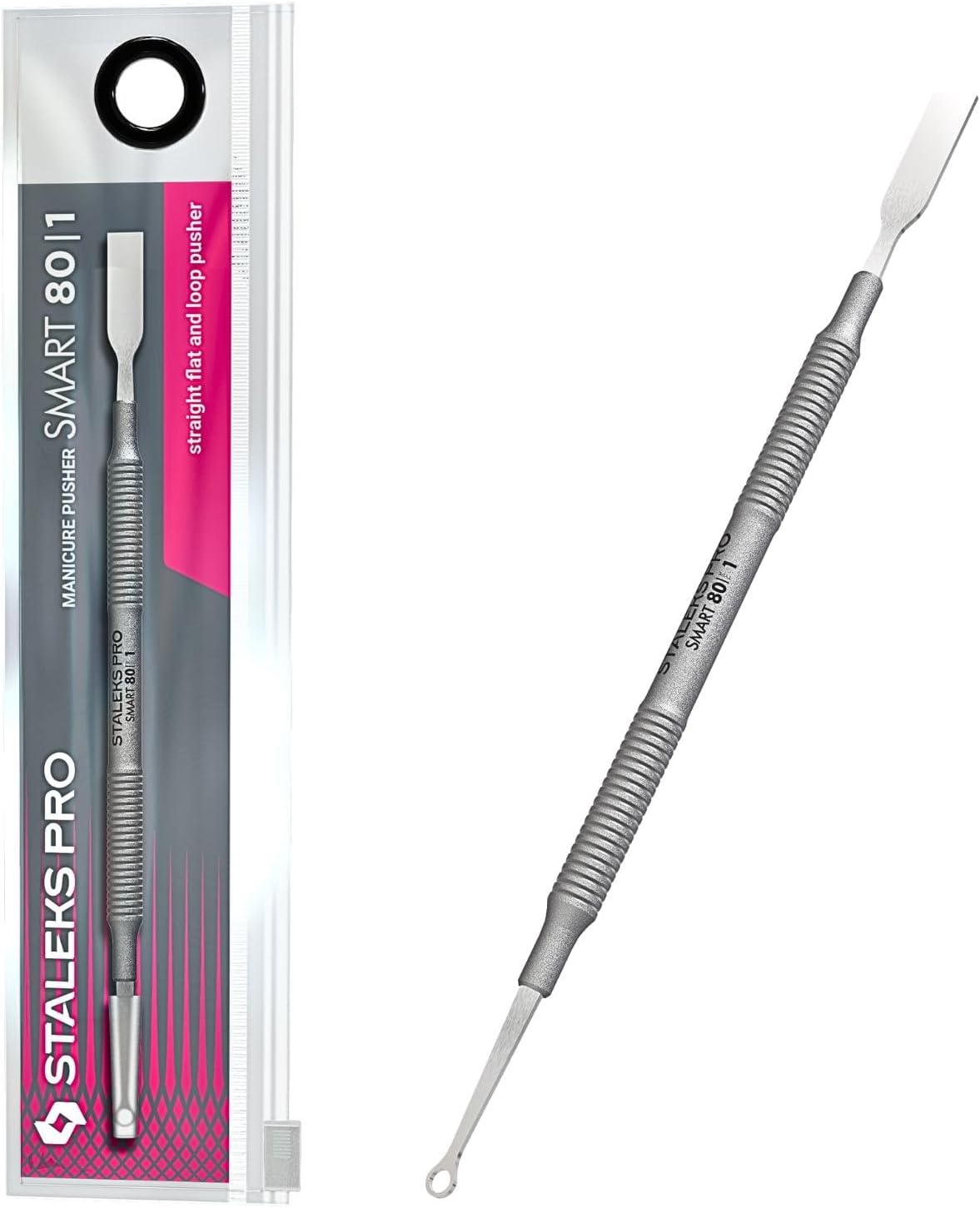 Cuticle Pusher Manicure Straight Flat + Loop Pusher SMART 80/1 Staleks Pro Pedicure Spatula image number 1