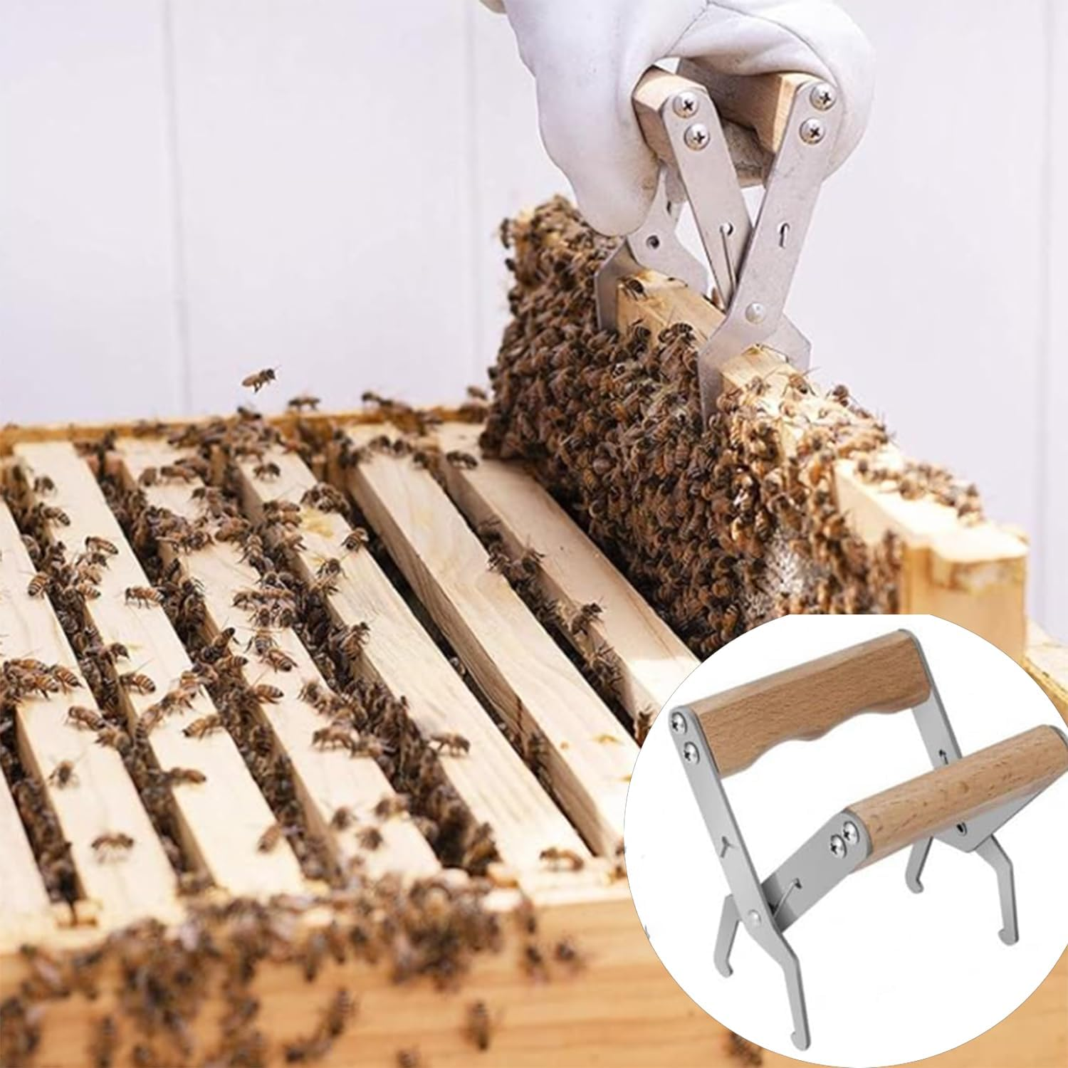 Roczential Bee Keeping Starter Kit,Beekeeping Supplies,Includes Smoker,Beehive Clip,Gloves,Bee Brush,Dcraper,Fork,Beehive Cage,Marking Tube,Feeder,For Beginners and Professional Beekeeper image number 6