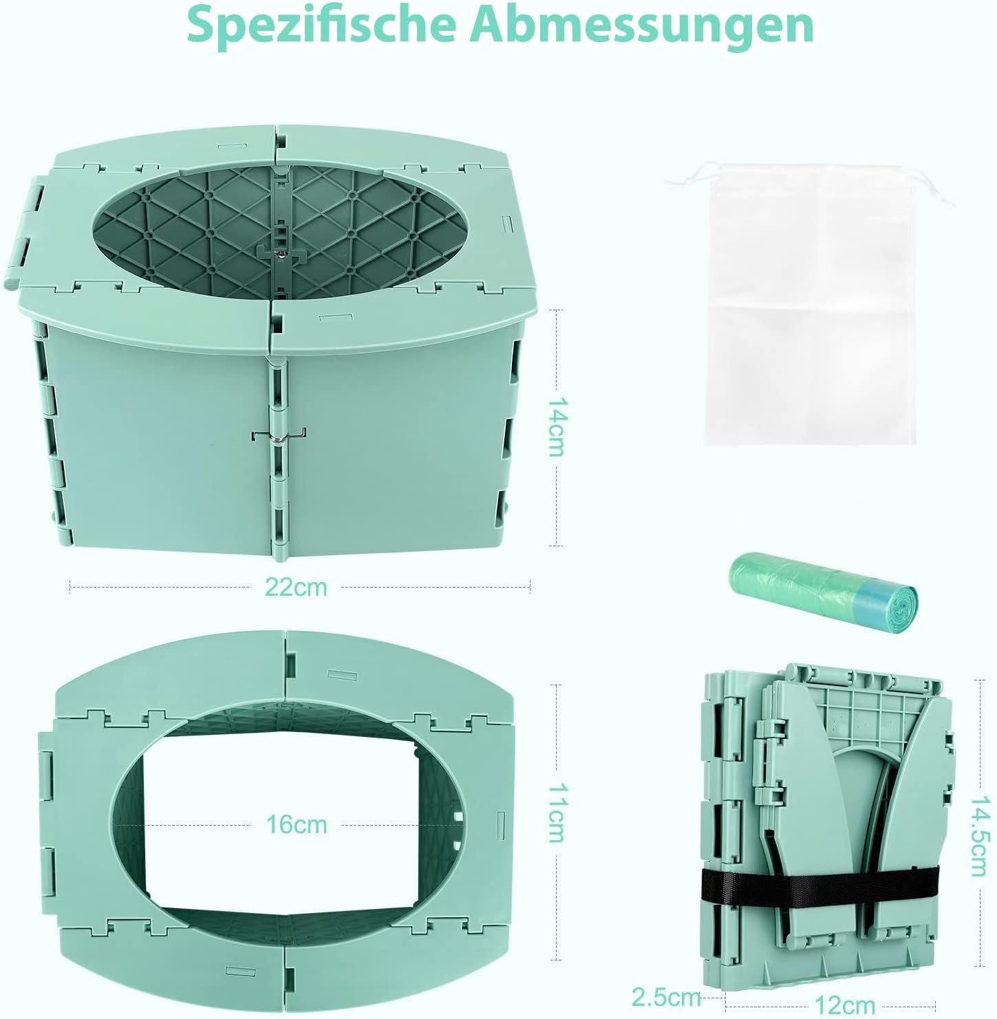 Travel Potty for Kids, Reusable Portable Folding Potty for Toddler, Foldable Toilet for Outdoor Camping, Toddler Potty Seat (Green) image number 4
