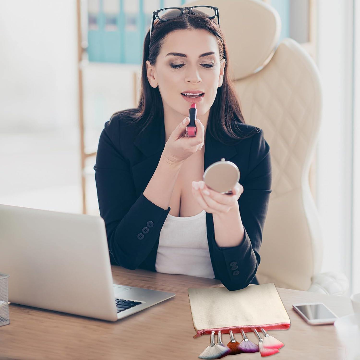 Shappy 40 Pcs Canvas Zipper Pouch Bags Pencil Pouch Canvas Makeup Bags Blank Pencil Case Cotton Cosmetic Case for Travel DIY Craft (7.09 X 4.33 Inches,S) image number 3