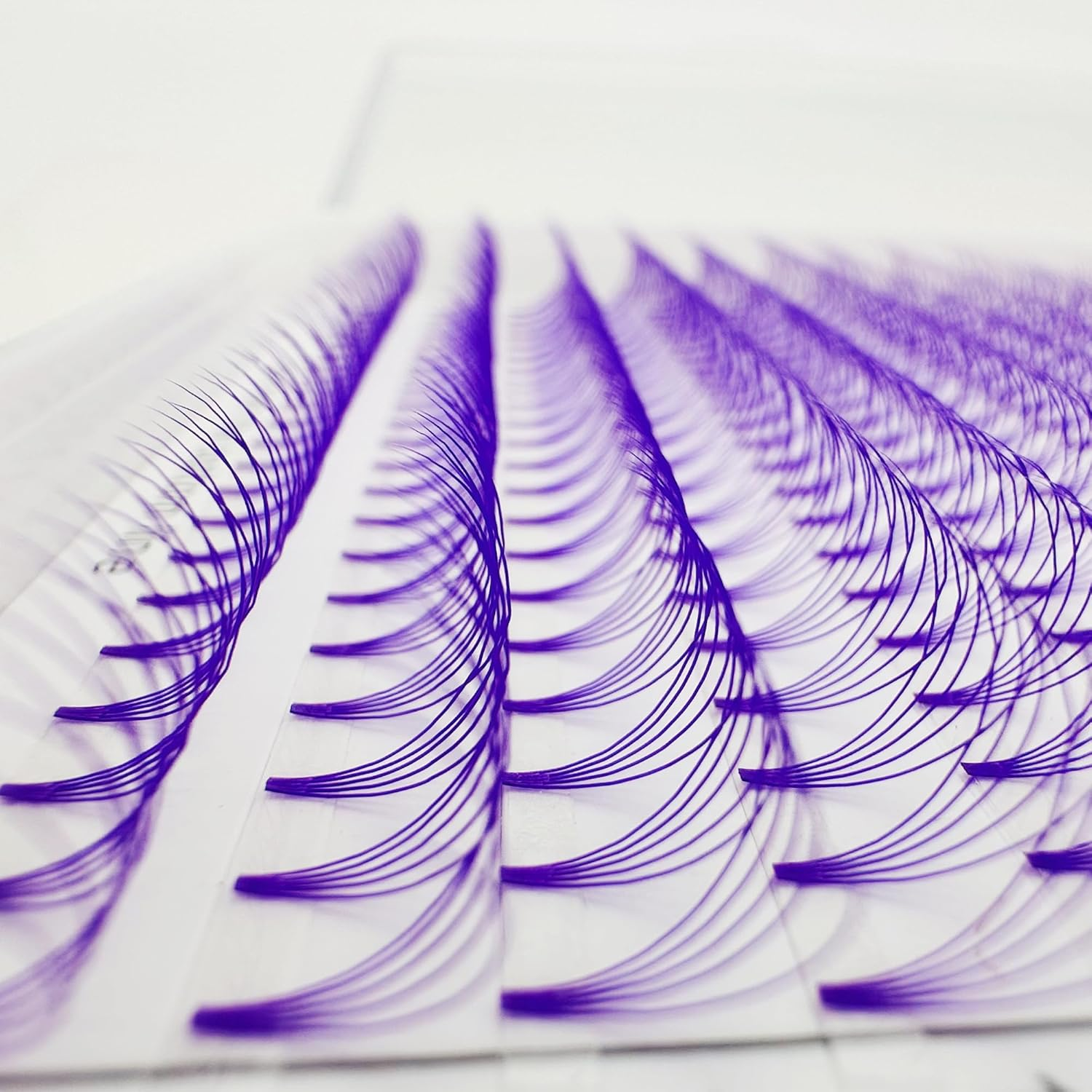 Colored Premade Fans Eyelash Extension Short Stem Volume Lash Extensions 5D Pink Blue Purple Brown 352 Clusters (Purple, 5D 0.07 D 8-15Mm MIXED) image number 3