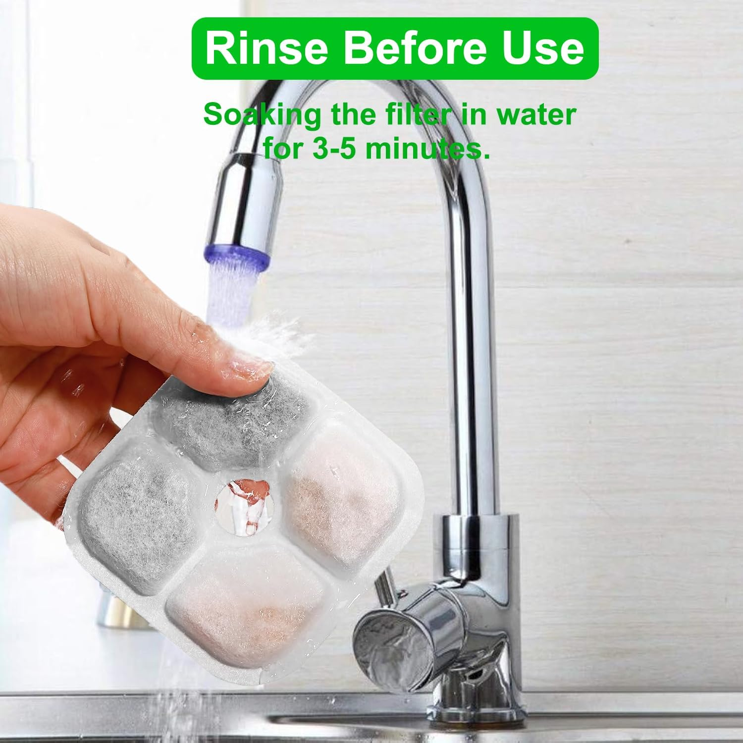 Pack of 8 Cat Fountain Filter, Triple Filter System Replacement Filter with Resin and Activated Carbon, Drinking Fountain Filter for 2.5 L Drinking Fountain for Cat Replacement Filter, 43717 Filter image number 1