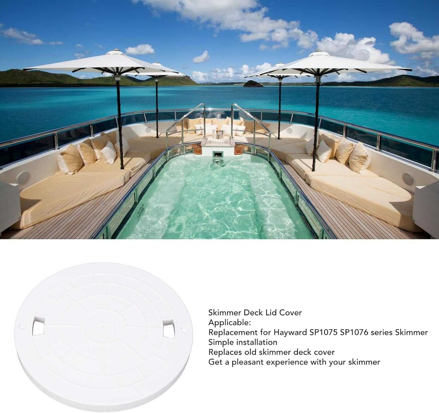SPX1075C1 Skimmer Deck Lid Cover, 8 3/4In Diameter Replacement for Hayward SP1075 SP1076 Series, Easy Installation and Design image number 4