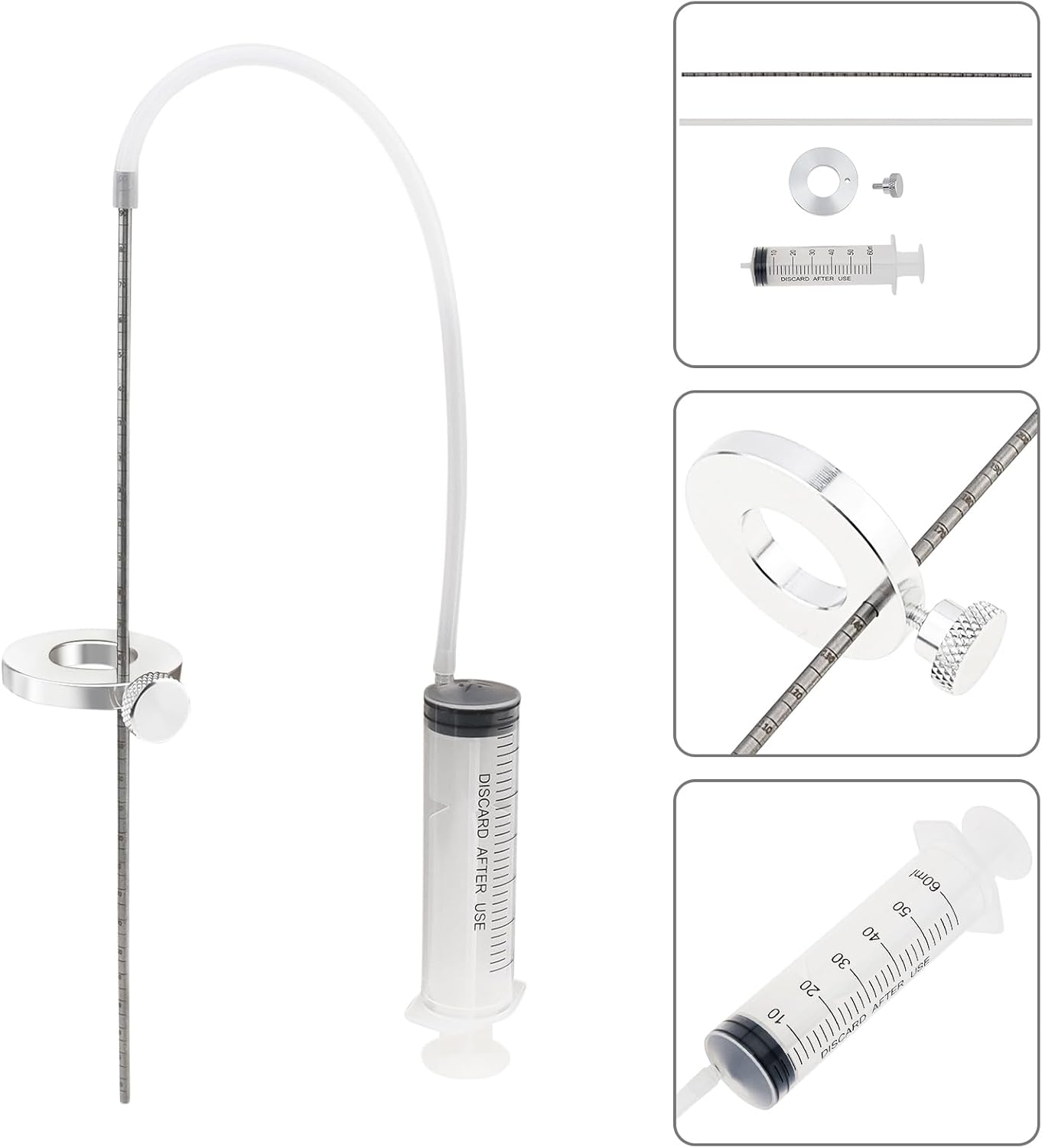 Windance Motorcycle Front Fork Maintenance Tool Kit,Fork Seal Saver Cleaner 45Mm-55Mm Shock Repairing Tool + Fork Suspension Oil Level Measurement Gauge Oil Syringe Tool (Orange)