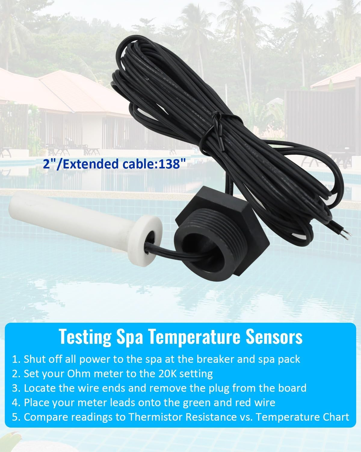 ULXIOM R0456500 Temperature Sensor Compatible with Jandy/Zodiac/Legacy Pool and Spa Heaters