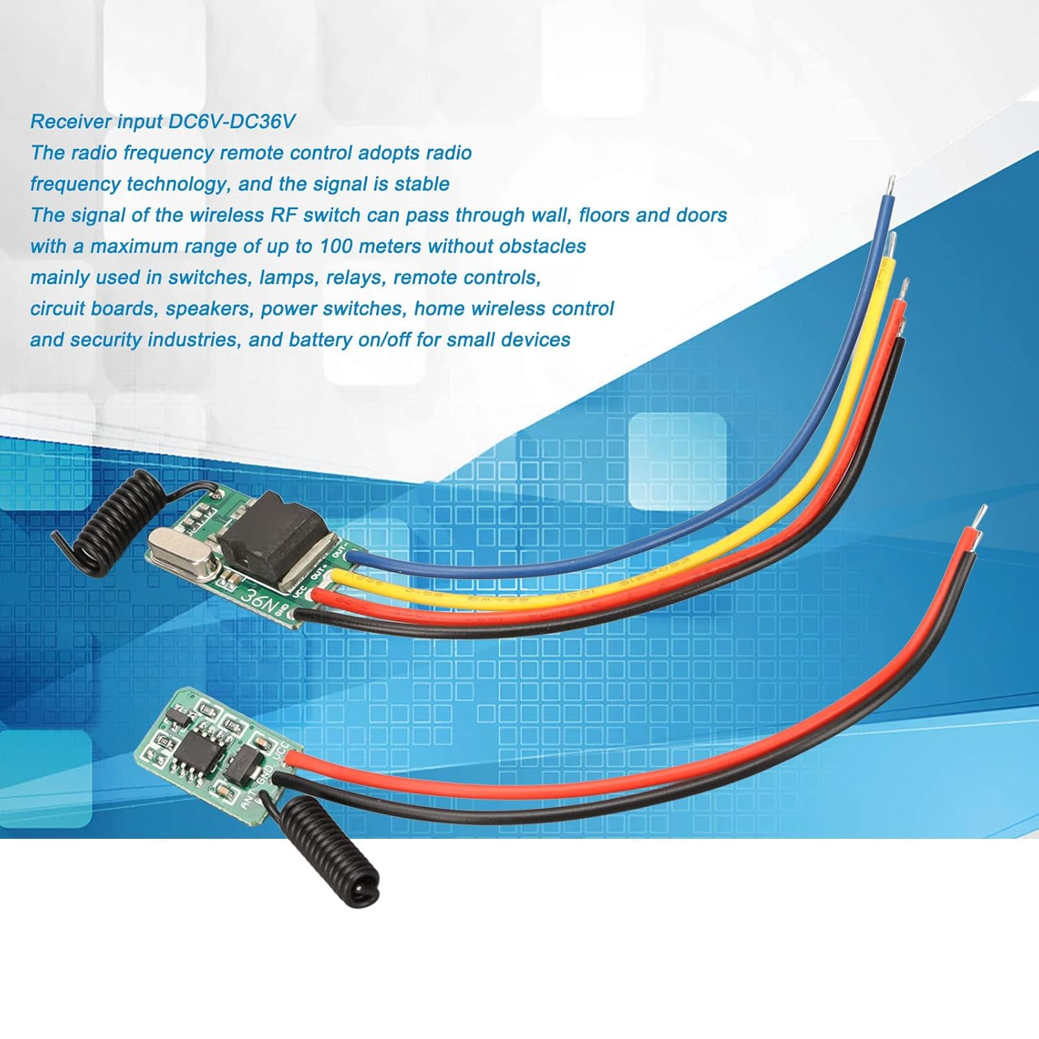 Mini Relay Remote Momentary Switch, Small RF Transmitter 433Mhz Control Switch PCB for Home with Smoke Sensor Alarm, 100M Range image number 2