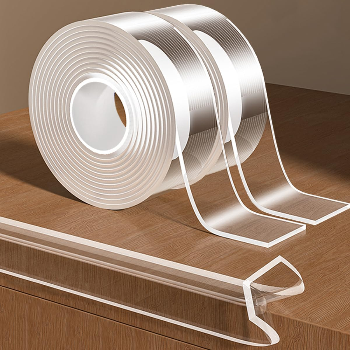 KEWAYO 2Pcs Clear Edge Protector Strip, 1.18In X 9.84FT, Sharp Edge Wrap Cover Tape, Self Adhesive Protective Bumper Guards for Cabinet Door Desk Glass Table Bed Furniture, Kitchen Countertop image number 3