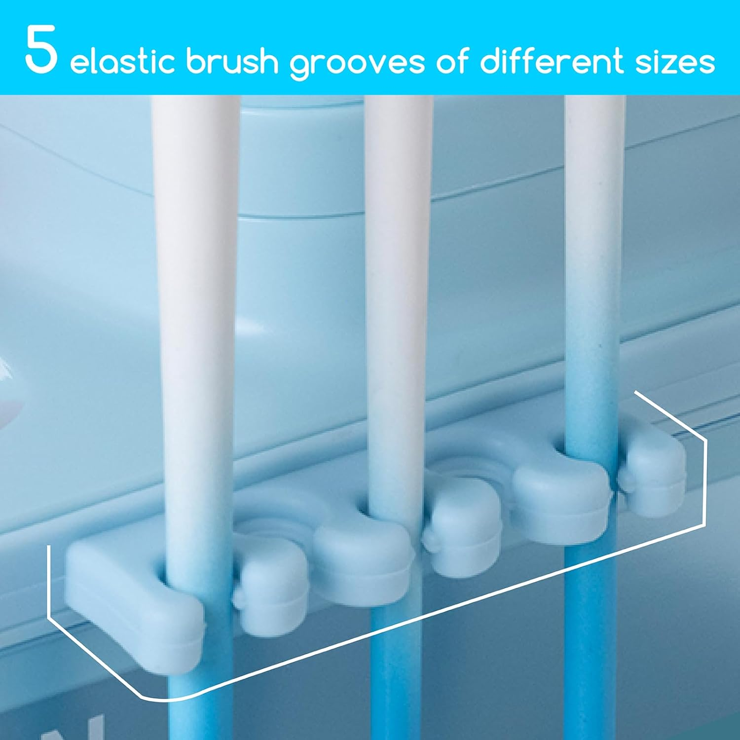 MEEDEN Portable Paint Brush Cleaner: Paintbrush Rinser with 5-Slot Silicone Brush Holder - Brush Washer for Acrylic Watercolor & Water-Based Paints, Blue - White image number 2