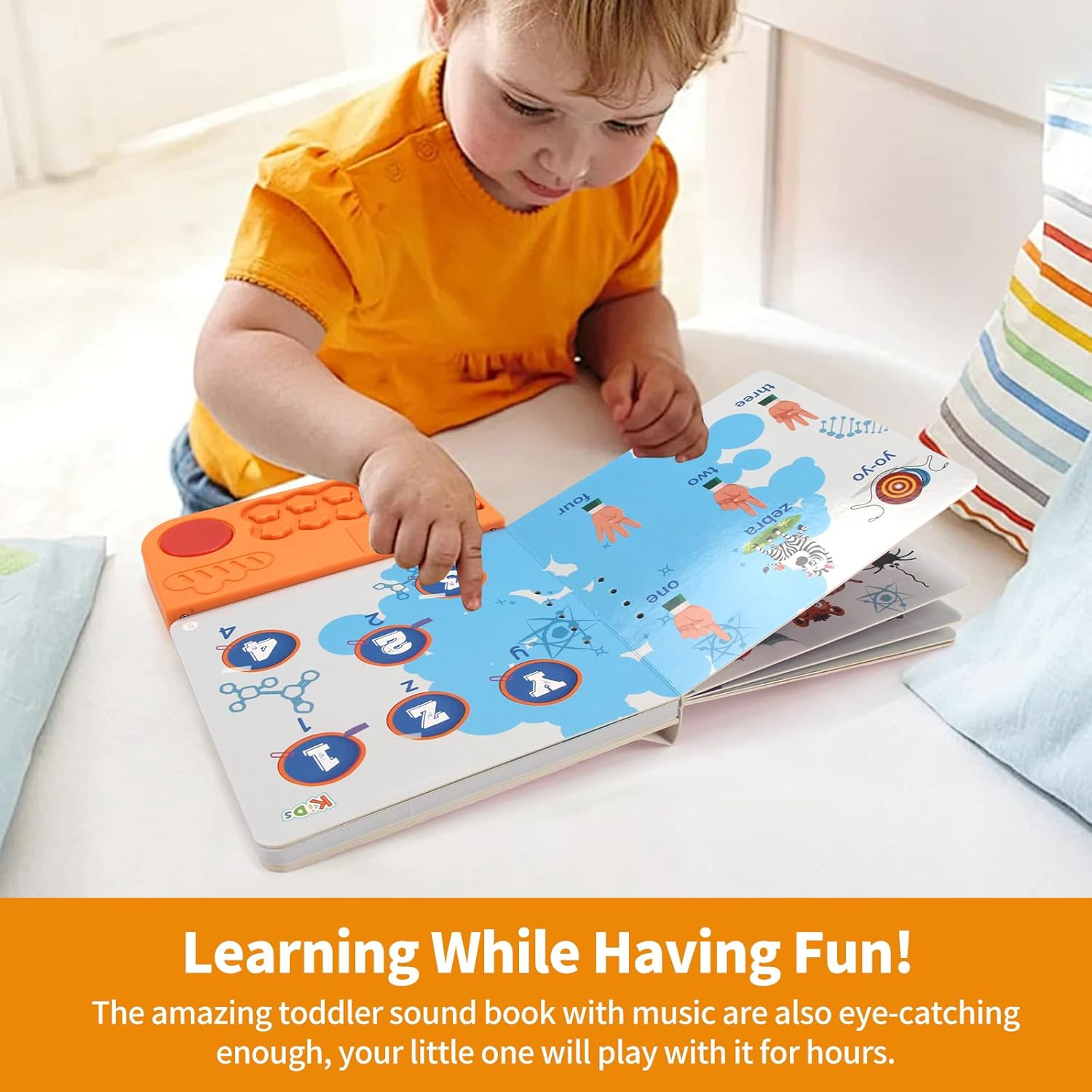 Joyfia Interactive Children'S Sound Book, Abcs & Number Learning Audio Developmental Book, Educational Sensory Musical Toys for Toddlers 1-3, Birthday Gifts for Boys & Girls (Alphabet-Themed) image number 6