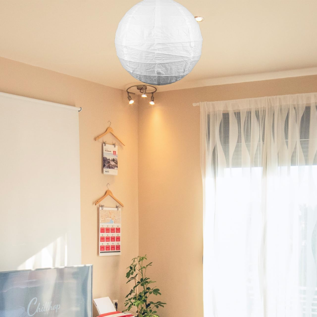 VALICLUD Pack of 2 Paper Lampshades, 40 Cm, Folding Lampshade, Ceiling Lampshade, Accessories for Chandelier, Protection against Dust and Insects, Living Room, Bedroom image number 3