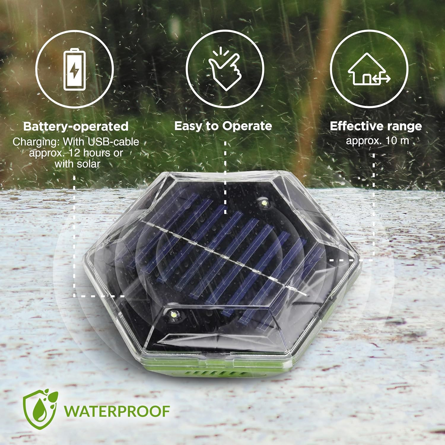 ISOTRONIC&reg; Ultrasonic Solar Bird Repeller Device, Portable Bird Deterrent, Pigeon Scarer - Pack of 1 Pcs. image number 5