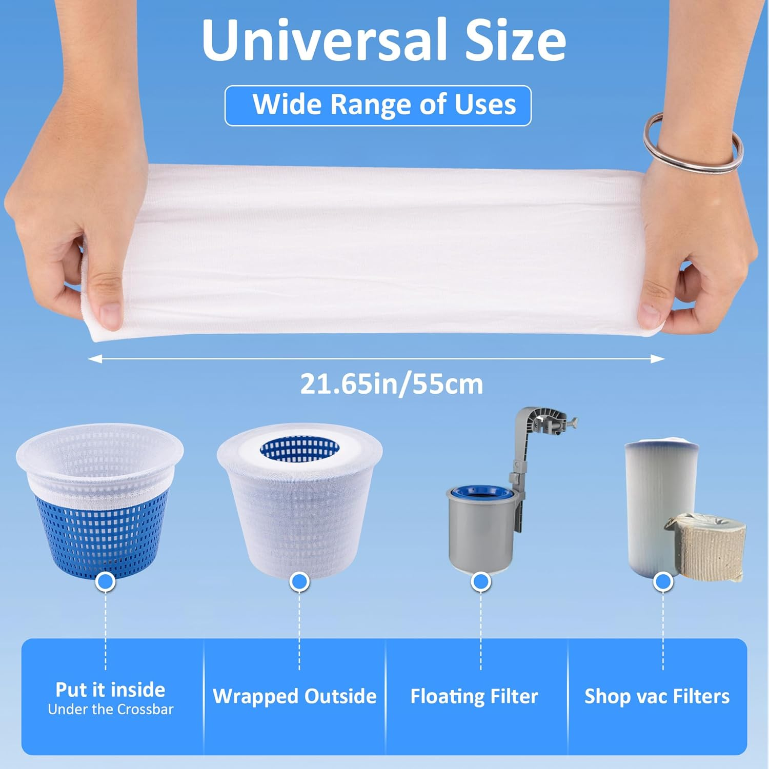 Skimmer Socks, 30 Pack Pool Socks for Skimmer Basket to Filter Debris and Leaves, Pool Skimmer Socks Clean for Inground and above Ground image number 4