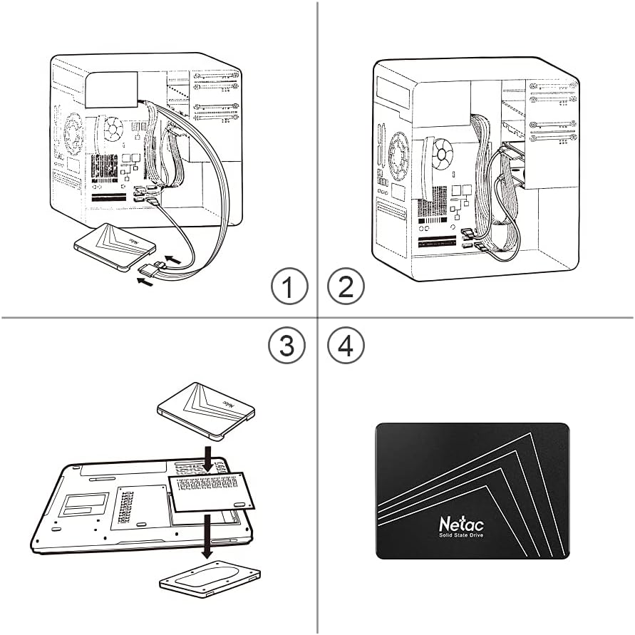 Netac 1TB Internal SSD SATA III 6Gb/S 2.5-Inch/7Mm PC Solid State Drives 3D NAND TLC Desktop Laptop Memory (Black) image number 5