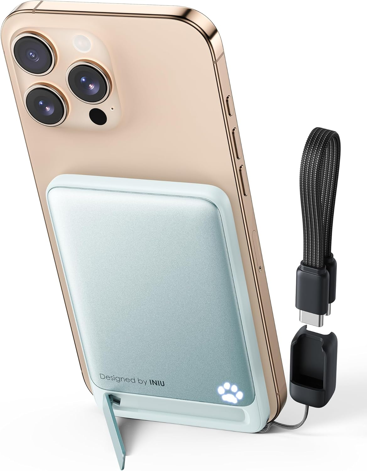 INIU Power Bank, Slim Qi2 Certified 5000Mah 20W Magnetic Portable Charger, USB C In&Out Wireless Battery Pack Phone Charger, Only for Iphone 16/15 / 14/13 / 12 Pro Max plus Series [Pastel Blue] image number 1