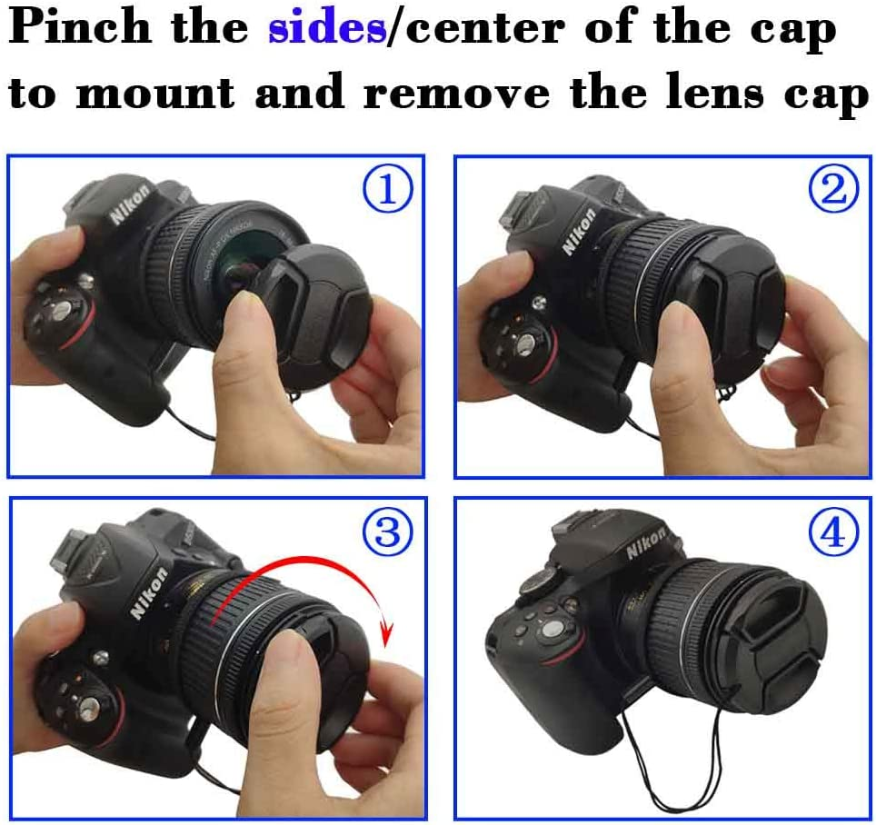 2PCS 58Mm Lens Cap Cover for AF-P NIKKOR 70-300Mm F/4.5-6.3G ，Canon EF-S 18-55Mm F/3.5-5.6 Is,Af-S DX NIKKOR 55-300Mm F/4.5-5.6G ED VR Lens, for Nikon Canon Sony and Other Lenses with 46 Mm Thread image number 1