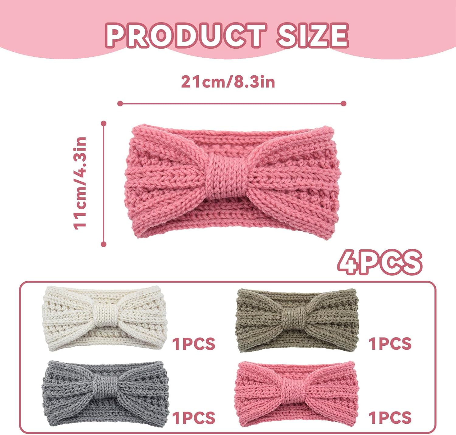 WJWINER Women'S Headband, 4 Piece Headband, Women'S Winter Headband, Girls' Winter, Suitable for Girls and Women to Keep Warm in Autumn and Winter image number 6