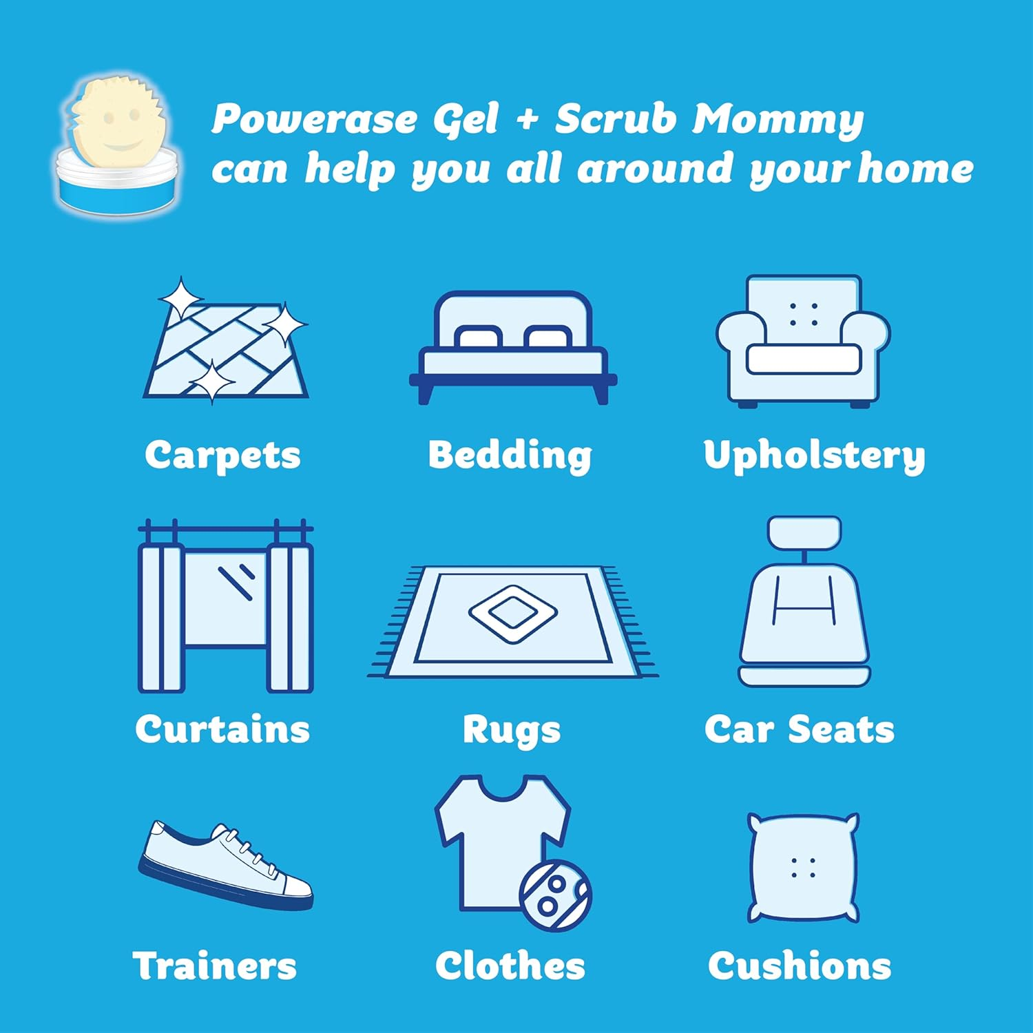 Scrub Daddy Powerase Gel Fabric Stain Remover - Multipurpose Upholstery Cleaner for Fabric & Leather Sofa, Furniture & Carpet Stain Remover for Old Stains, Mattress Cleaning, Incl. Scrub Mommy Sponge image number 2