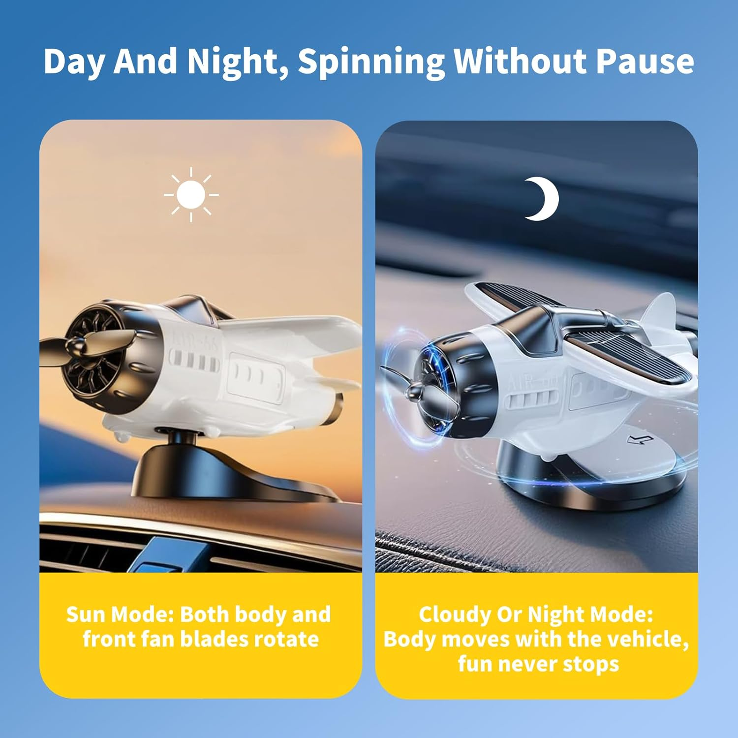 Solar- Powered Car Ornament,Light-Sensitive, Turbine Rotating Dashboard Decoration for Cars, Trucks, and Suvs ,No Battery Required, Durable ABS Material, Fun and Unique for Drivers (White) image number 4