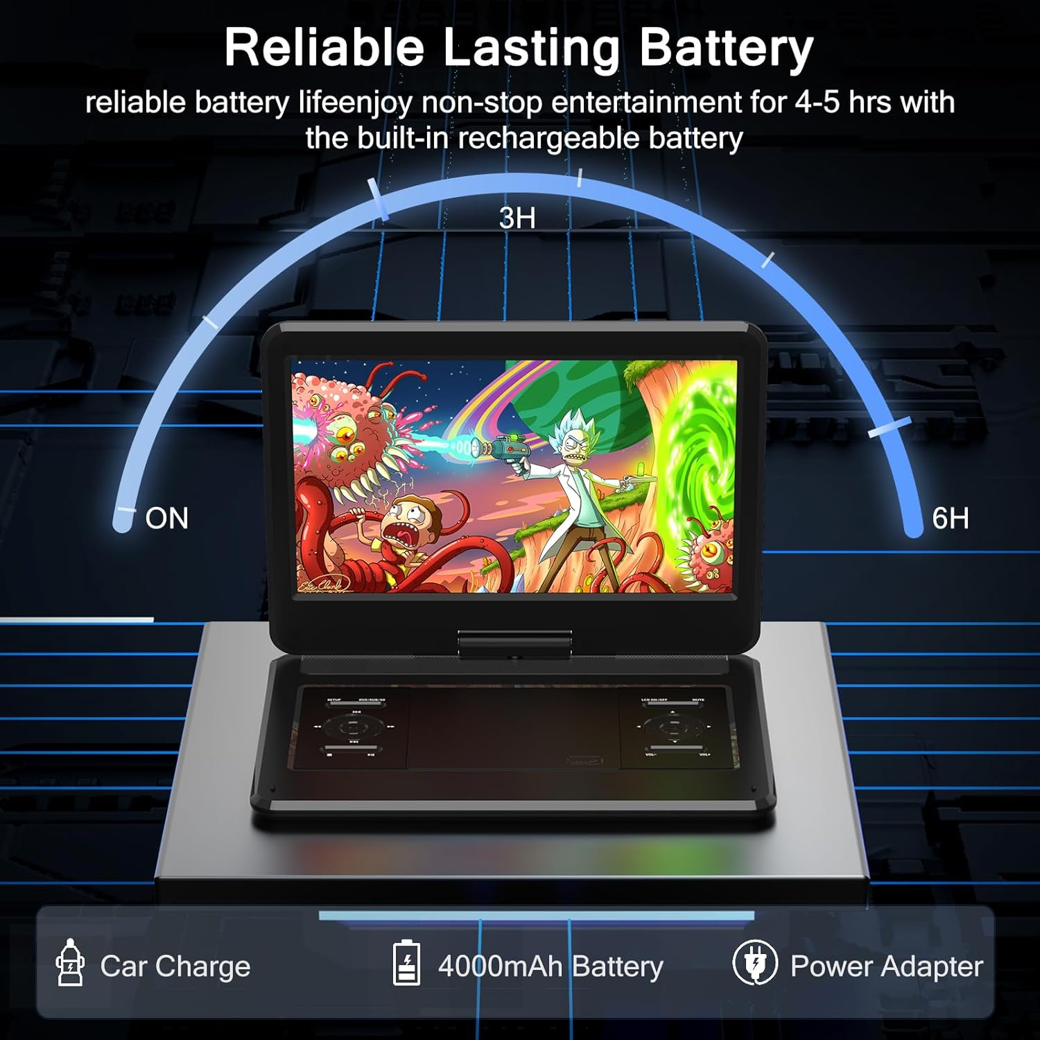 16.9" Portable DVD Player with 14.1" Large HD Screen, 4-6 Hours Rechargeable Battery, Car DVD Player,Regions Free,Dual Speakers, Support CD/DVD/SD Card/Usb,[Not Support Blu-Ray]&hellip;