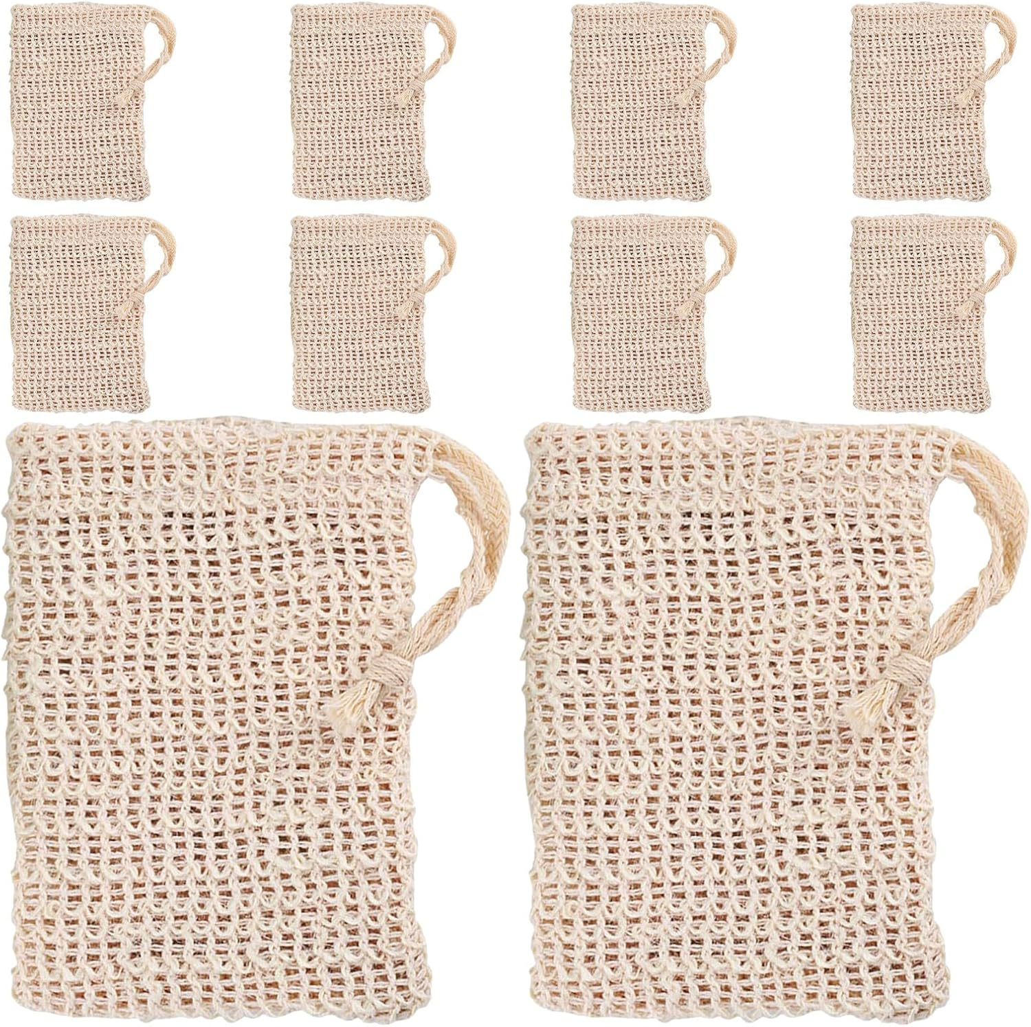 WOONEKY 10Pcs Soap Saver Mesh Bags for Shower and Facial Care Exfoliating Foaming Net Pouch with Drawstring Reusable Quick-Dry Body Scrub Soap Holder for Efficient Cleansing and Pore image number 4