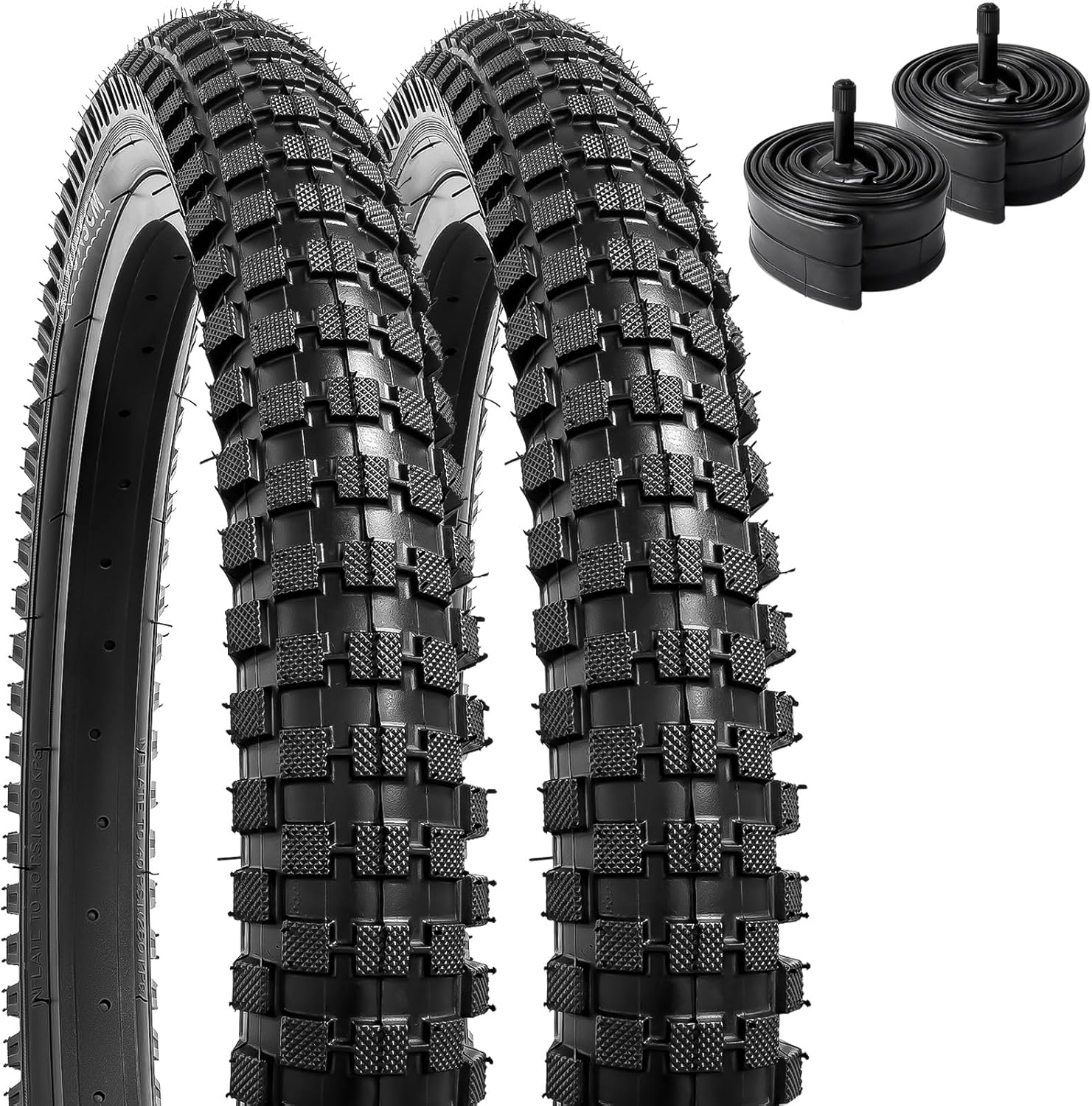 Yunscm 2 Pcs,20X2.40 Bike Tires,20X2.40 Bike Tyres + 20X2.125/2.40 Bike Inner Tube Schrader Valve 32Mm+Tire Lever,Mountain Bike Tire 20 2.40,MTB Tire 20 2.40,Y-009 image number 1