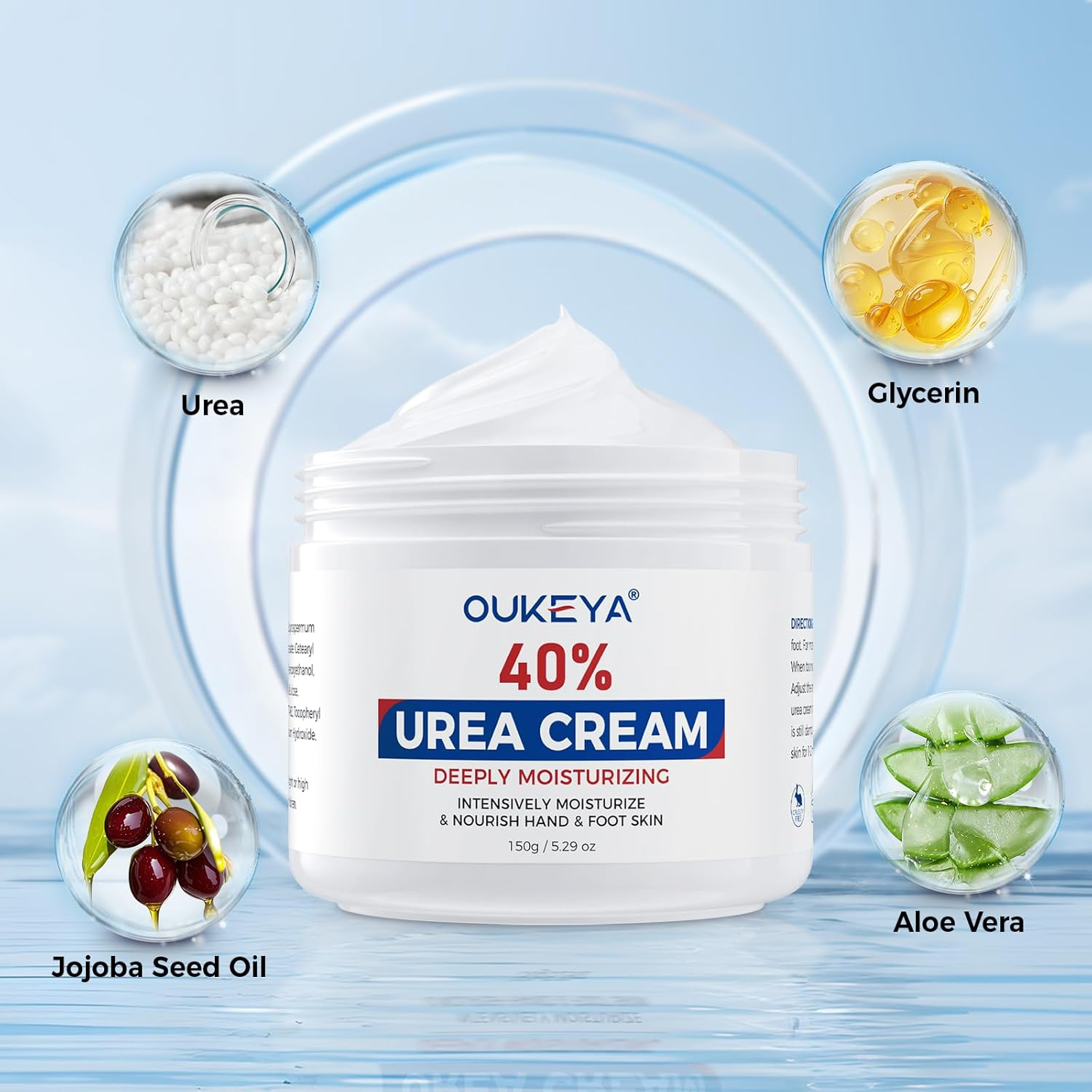OUKEYA Urea Cream 40 Percent for Feet Maximum Strength, Hand Heels Dry Cracked Treatment Lotion for Knees & Elbows, Foot Dead Skin Cuticle Callus Remover Toenail Softener, 5.29 Oz image number 3