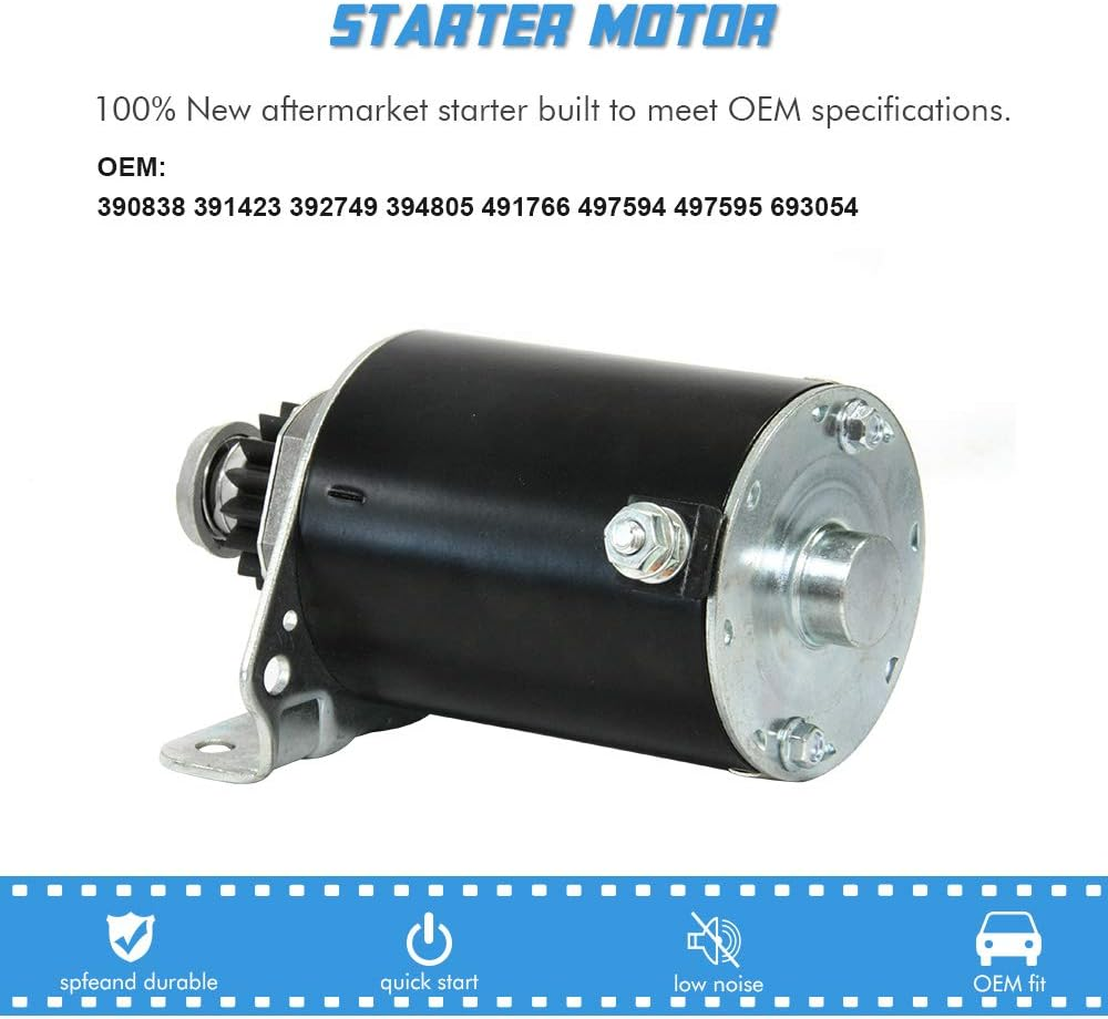 16 Teeth Briggs and Stratton 5742N Starter Motor Replacement for Briggs 391423 390838 497594 497595 392749 435303 393499 394805 7-22 HP 5742 /John Deere AM122337, AM37352, AM39137