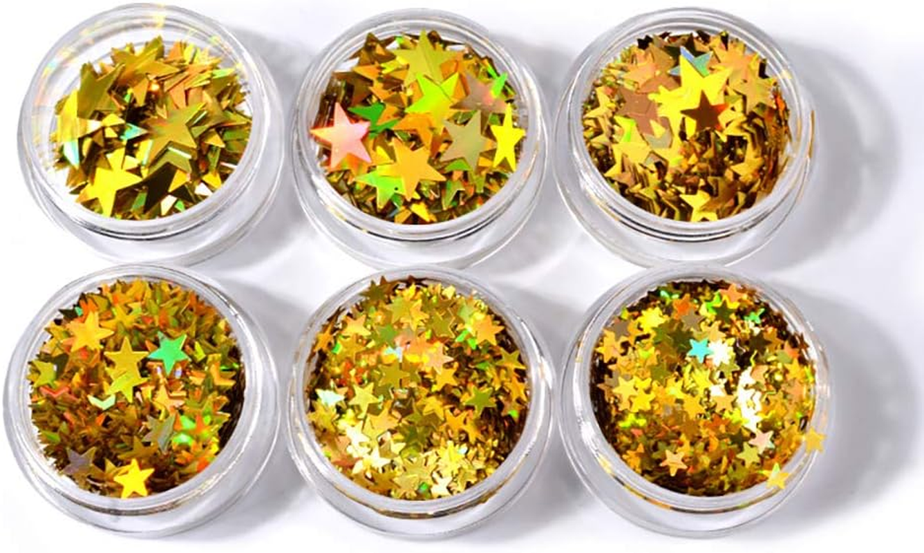 1 Set Nail Decorations Beauty Accessories Golden Five-Pointed Star Sequins image number 1