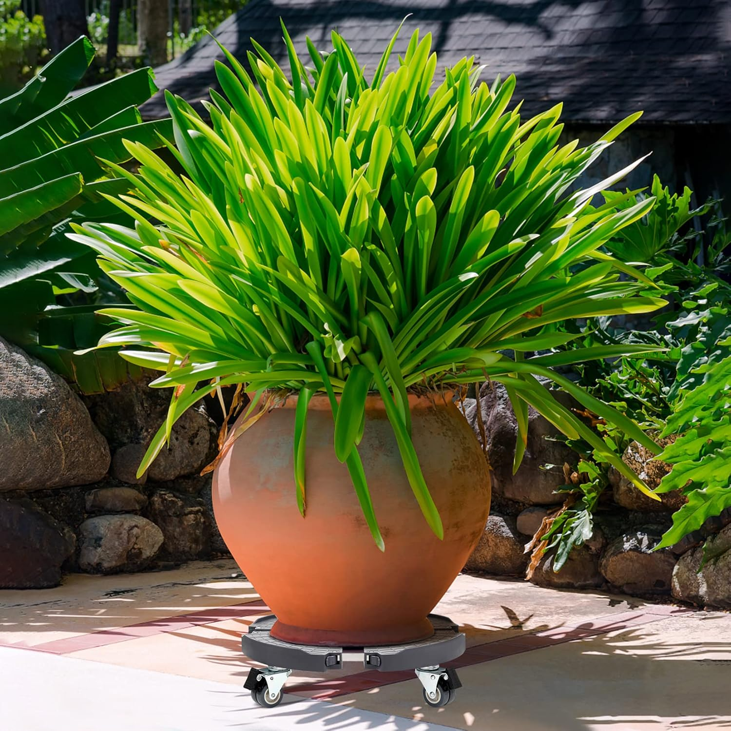 Nefish Pant Stand with Wheels Heavy Duty Plant Caddy Rolling Plant Stand Adjustable 15-21 Inches Plant Dolly Lockable Wheels for Planter Base Indoor Outdoor Large Garden Flower Pot Mover