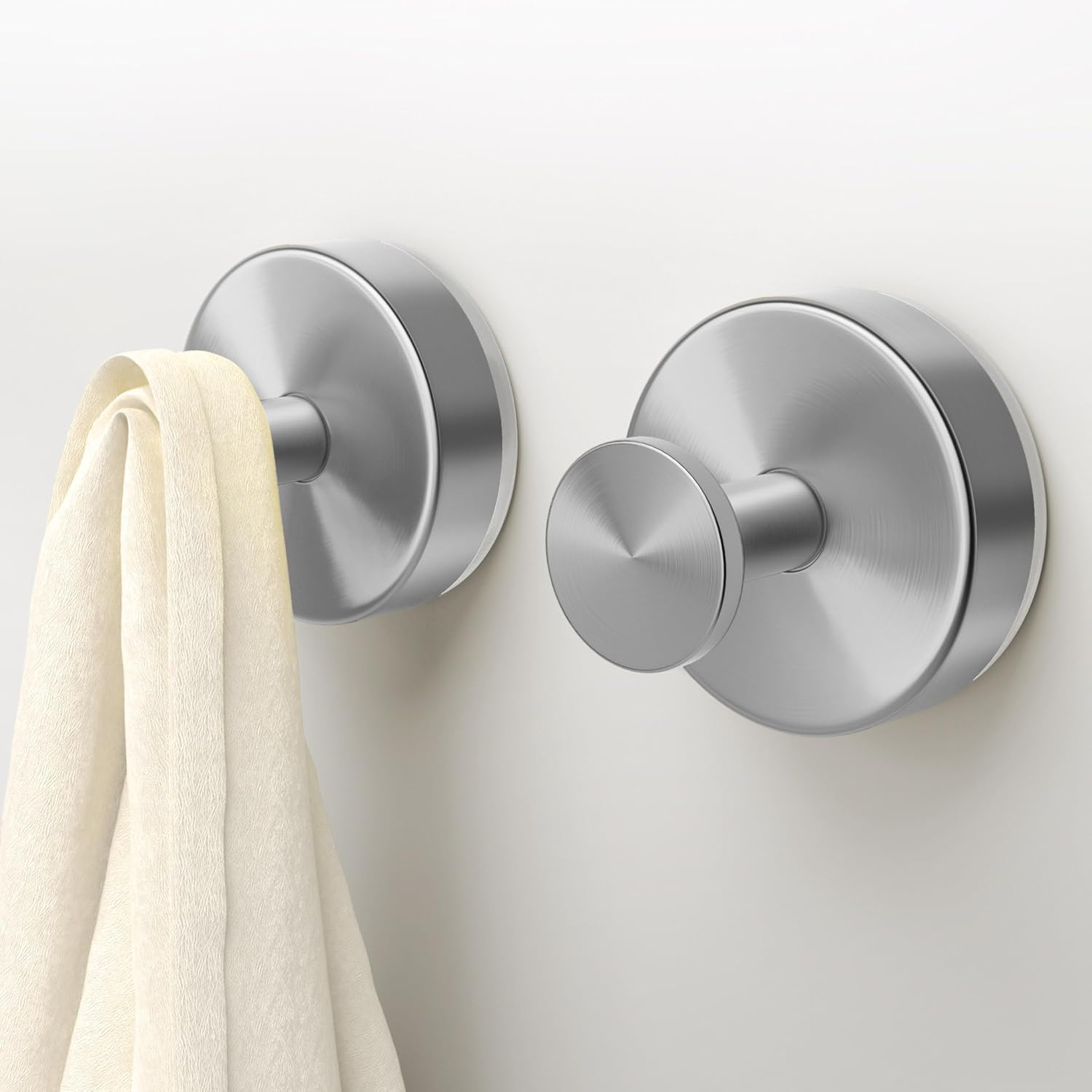 Suction Cup Hooks for Shower,2 Packs Wall Mount Towel Holder,Removable Shower Towel Suction Hooks for Bathroom Wall,Kitchen,Glass,Mirror,Tile to Hang Robes,Loofah-Silver image number 6