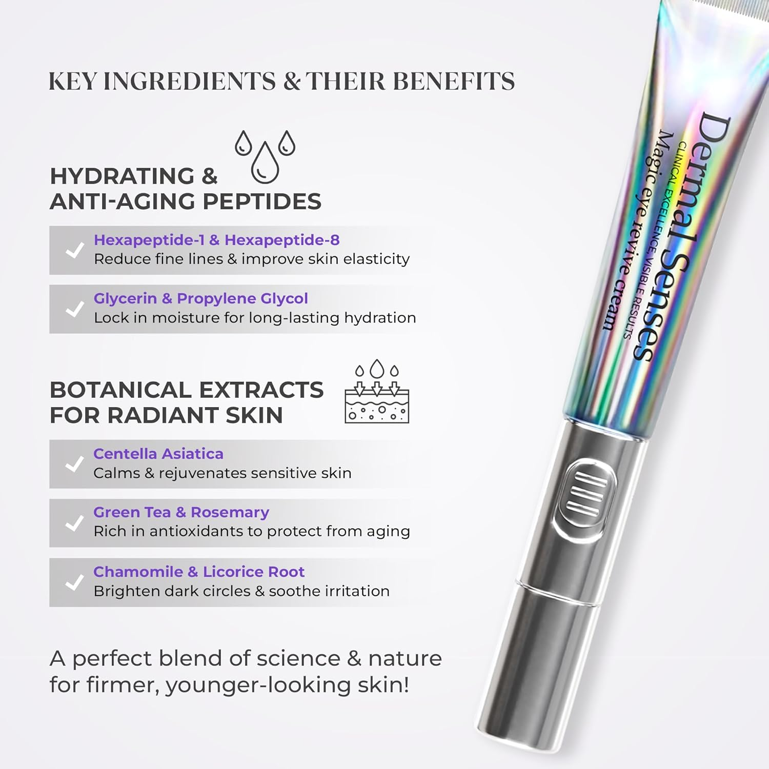 Magic Eye Revive Cream | Advanced Anti-Aging Treatment with Built in Viberating Massager | Hyderating, Firming & Brightening Formula | anti Wrinkle, Fine Lines & Dark Circles, Puffiness & under Eye Bags | Peptide Infused with Herbal Extracts image number 4