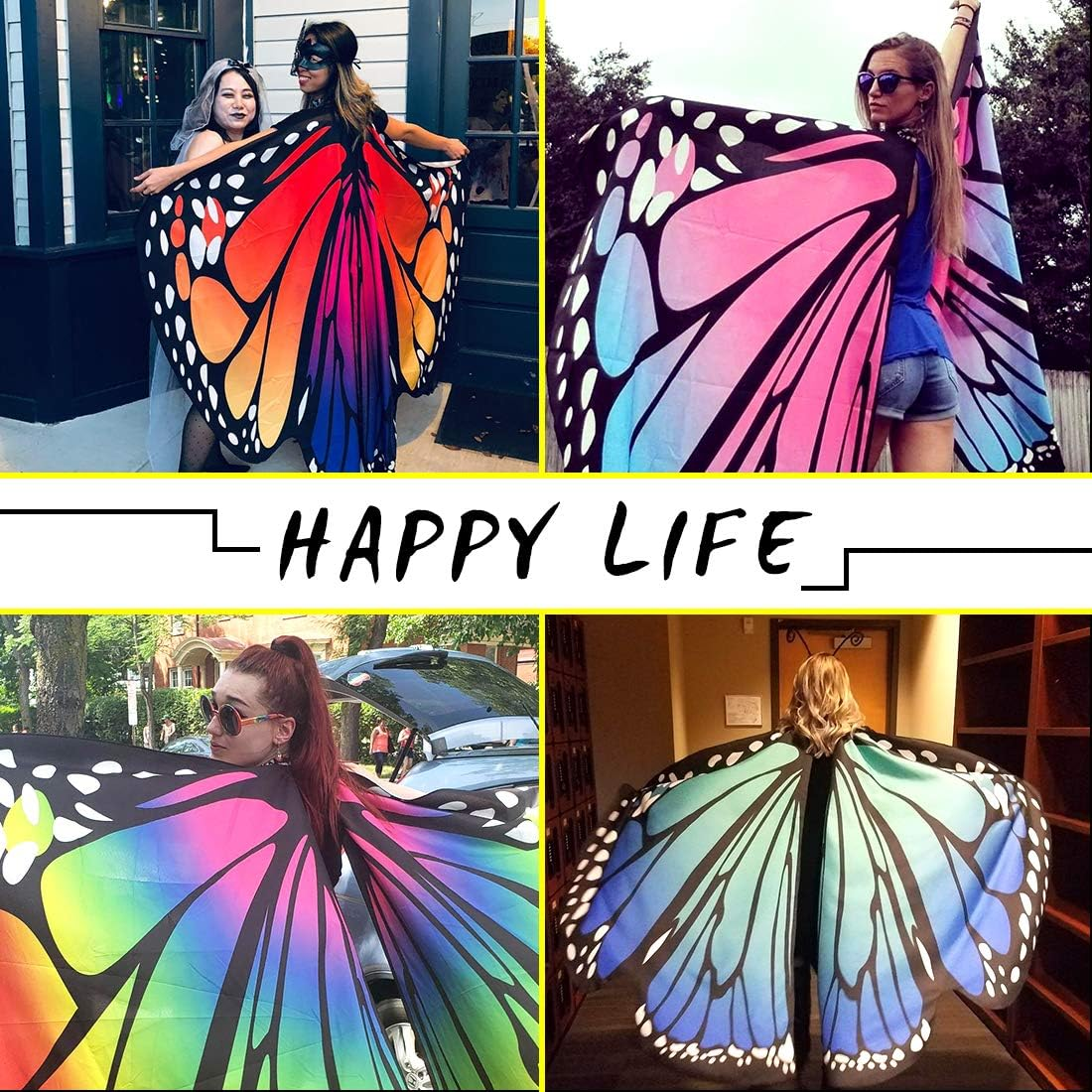 Butterfly Wings Shawl Halloween Costume Ladies Cape image number 6