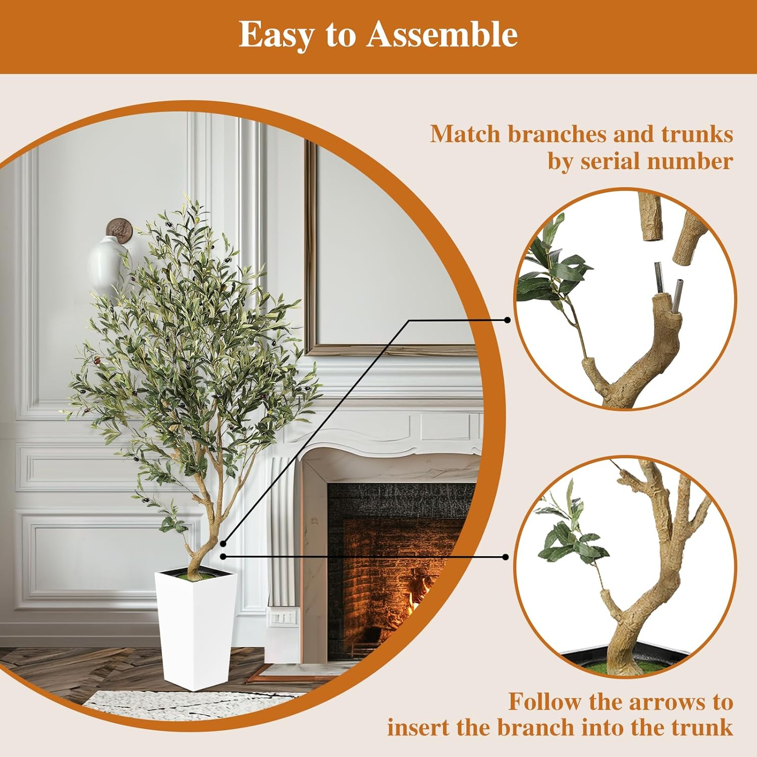 PHYTREE Artificial Olive Tree, 5.5FT Faux Olive Tree with White Tall Planter, Large Fake Potted Olive Plants with Lifelike Fruits and Realistic Trunk, Artificial Trees for Home Office Decor Indoor image number 6