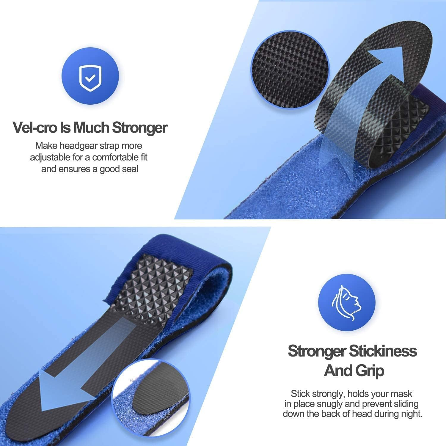 2PCS Airsmart Headgear Strap Supplies Compatible with Most Mask, Universal Comfortable and Elasticity Replacement Headgear for Achieving Good Seal, Blue image number 1