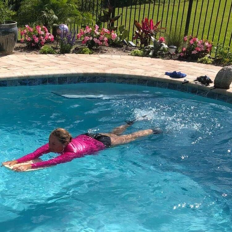 R&B Zone Swim Ankle Strap Stationary Swimmer Swim Lap,Training Leash with Bungee Rope, Aluminum Hook image number 5