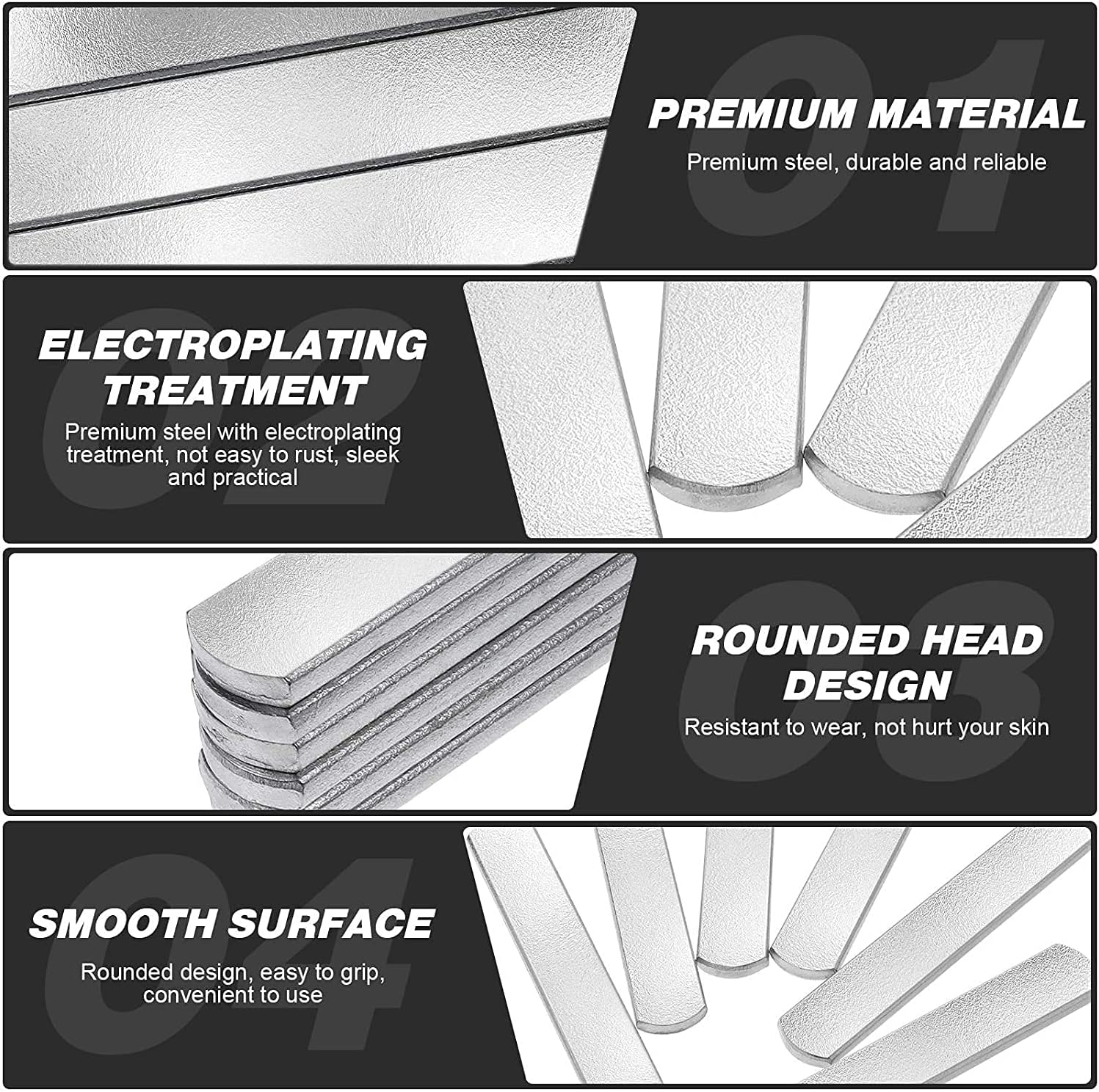 6PCS Weighted Vest Steel Plates Adjustable Rustproof Strength Training Weight Long Steel Plate W/Round Head for Loading Leg Guards Weighted Vest image number 6