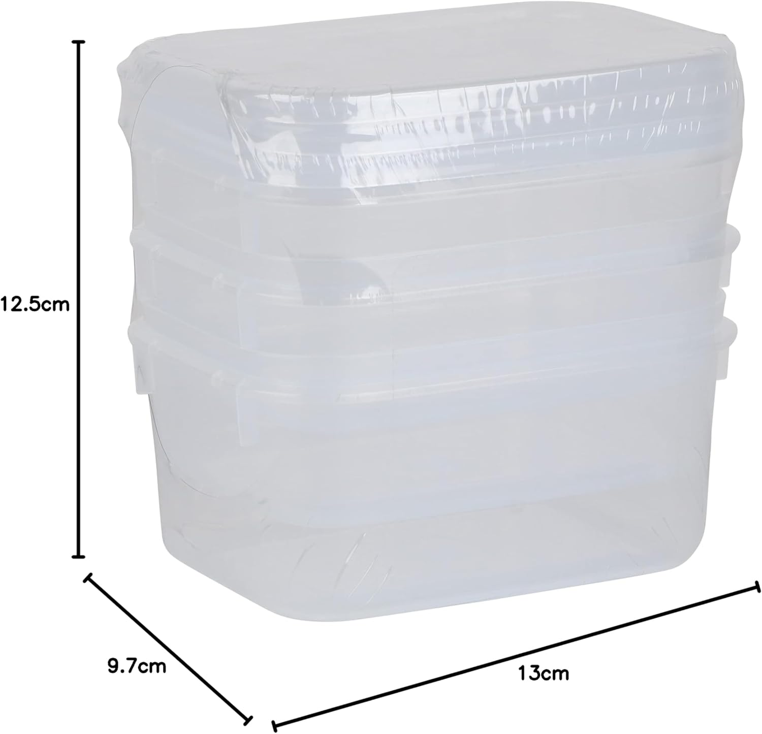 D&eacute;cor 002751-004 Food Storage Container, 500 Ml, Oblong, Pack of 3, Clear image number 1