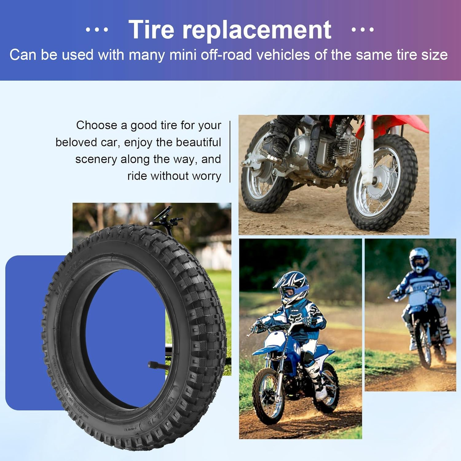 12 1/2 X 2.75 Tyre 12.5 X2.75 Tire for 49Cc Motorcycle Mini Dirt Bike Tire MX350 MX400 Scooter(Inner & Outer Tire) image number 5