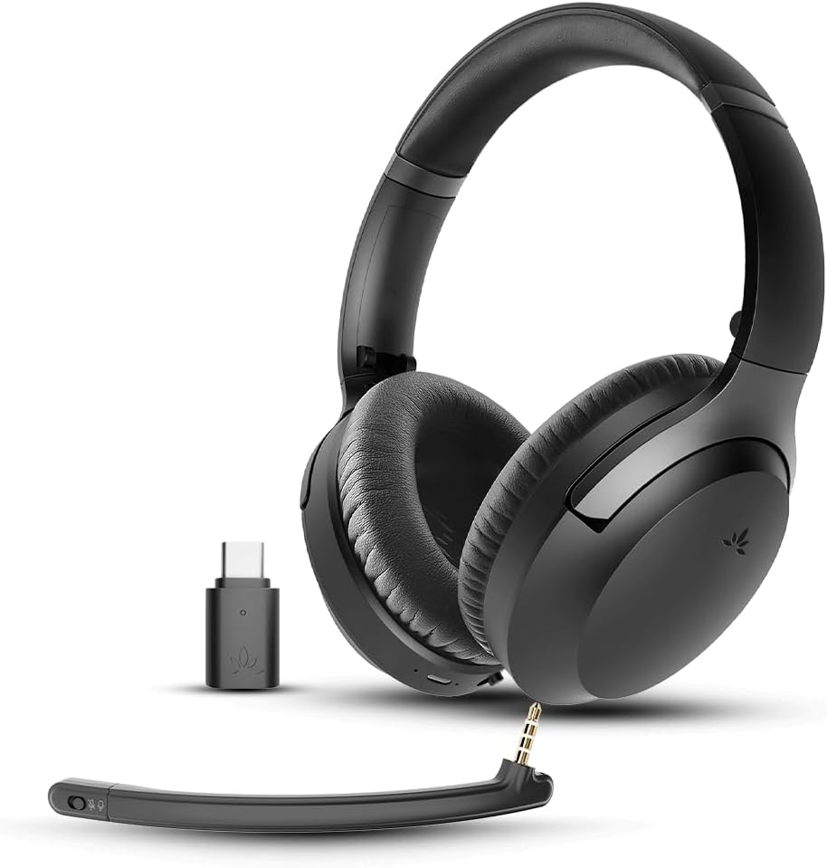 Avantalk Aria Pro 3 - Bluetooth 5.3 LE Audio Headphones with Low Latency, Detachable Noise-Cancelling Mic & USB-C Dongle, Plug & Play - Ideal Wireless Headset for Gaming, Calls & Music