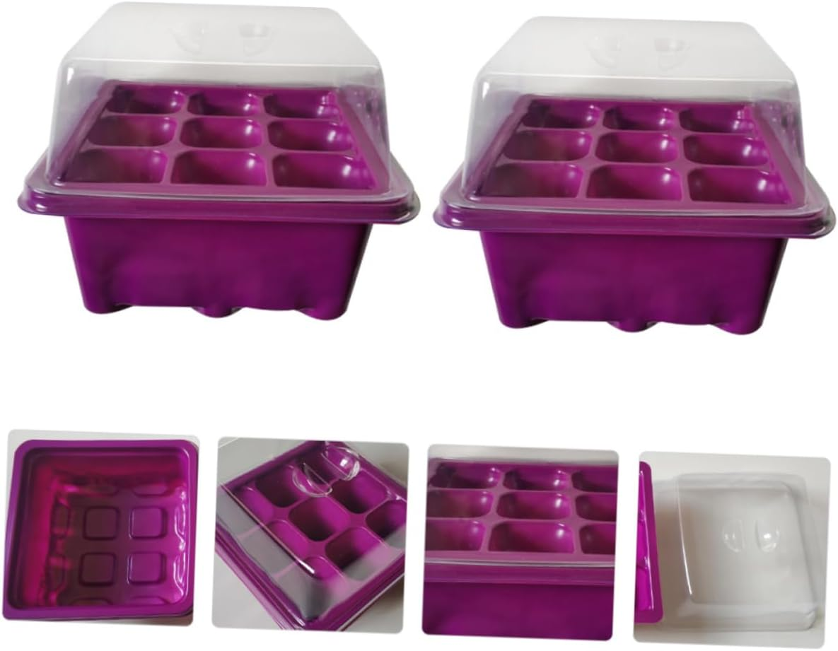 Parliky 9-Hole Plant Germination Tray Humidity Dome 2Pcs Purple Seed for Indoor Gardening and Propagation image number 5