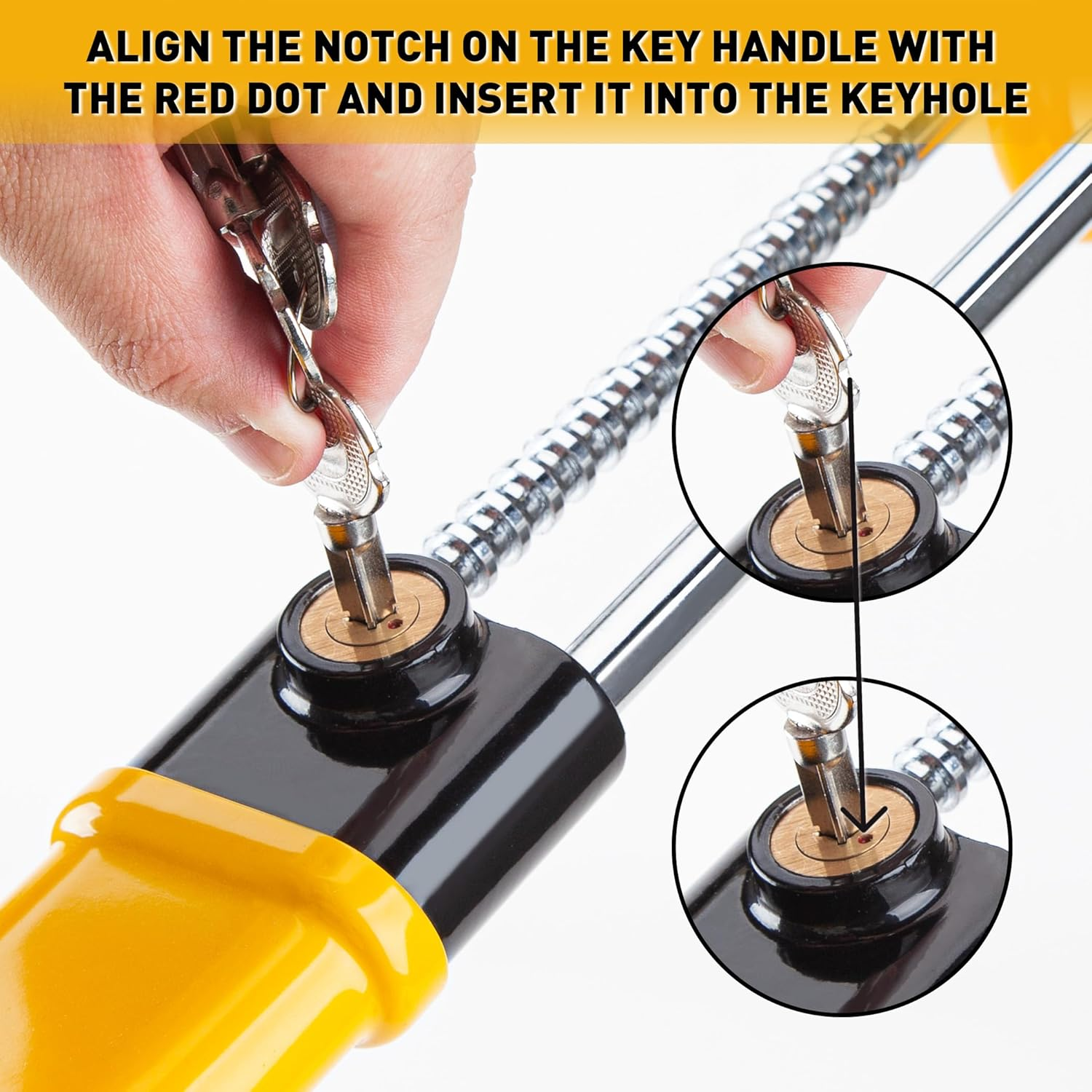 CARTMAN Heavy Duty Steering Wheel Lock Anti-Theft Car Device Security Car Lock Great Deterrent Adjustable Antitheft Locking Devices for Cars Trucks Vans and Suvs with 3 Keys image number 1