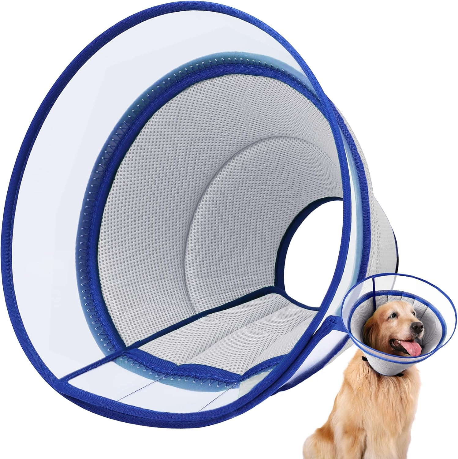 Soft Dog Cone Collar for Dogs after Surgery, Buster Collars for Dogs and Cats, E-Collars for Dogs, Adjustable Dog Recovery Collar for Pets, Protective Head Cone for Dogs Prevent Licking (Blue, Size 5)