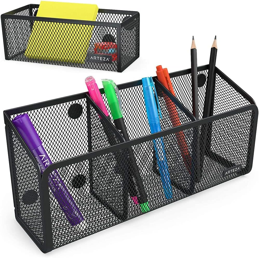 Magnetic Pen Holder Net, Magnetic Basket, Magnetic Storage Baskets, Mesh Marker Pen Holder, for Whiteboard, Fridge, Office Material (3 Knots) image number 2