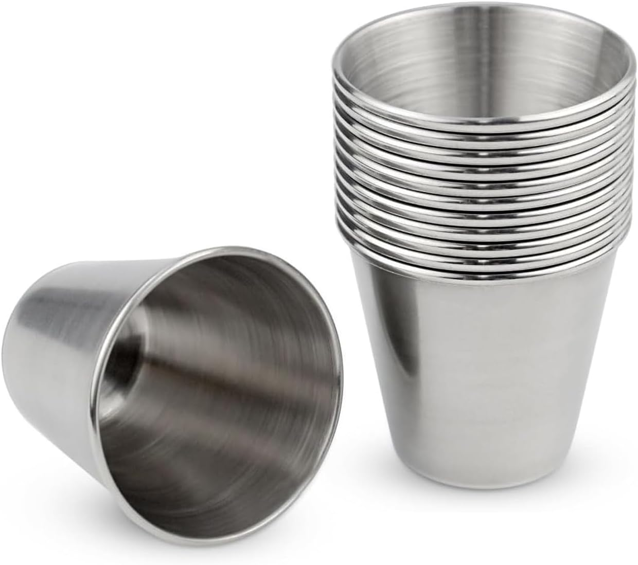 12 Pack Stainless Steel Shot Cups 1 Ounce Metal Shot Glass Drinking Vessel for Home Bar Restaurant Camping Party & Travel Use(30Ml) image number 6